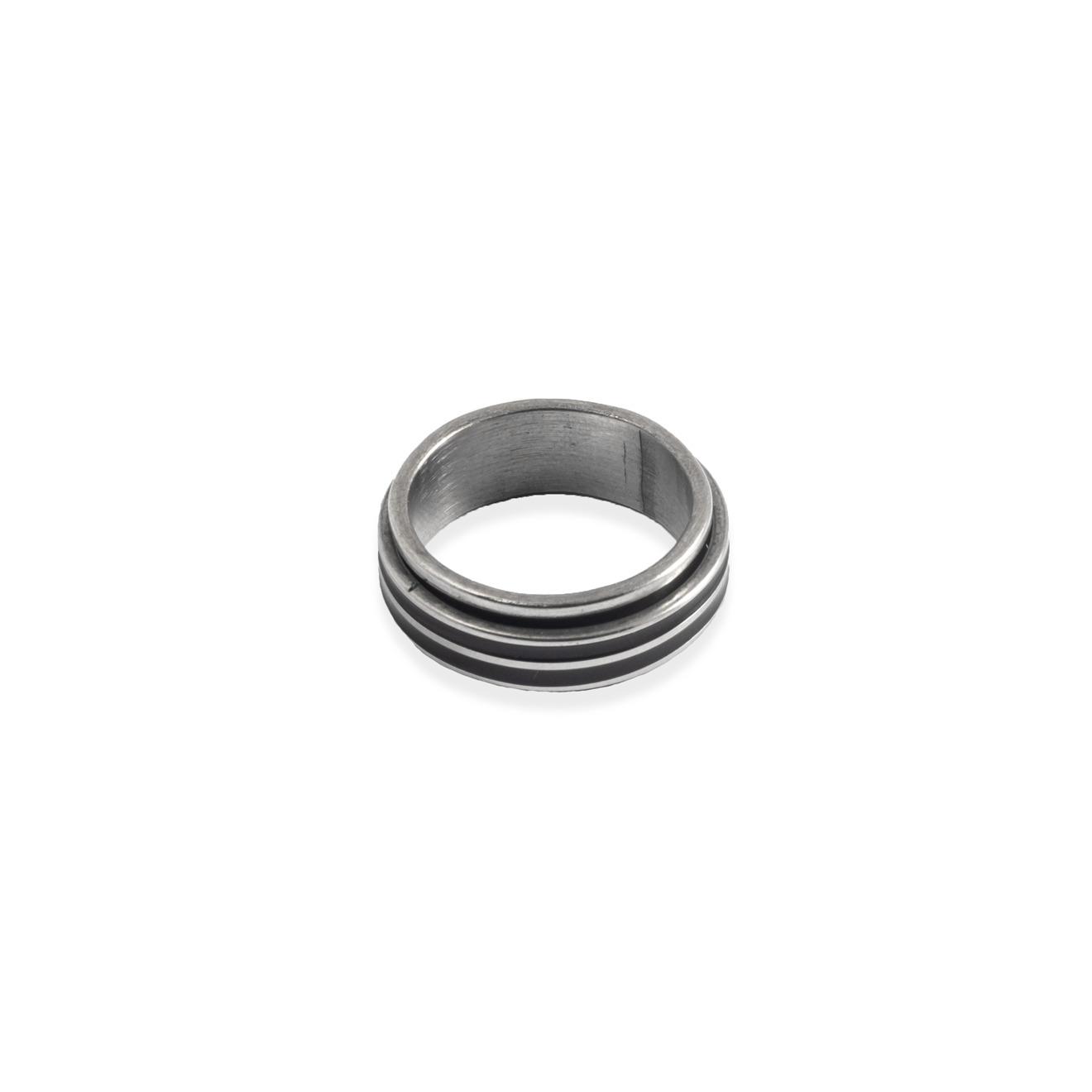 Steel ring with stripes