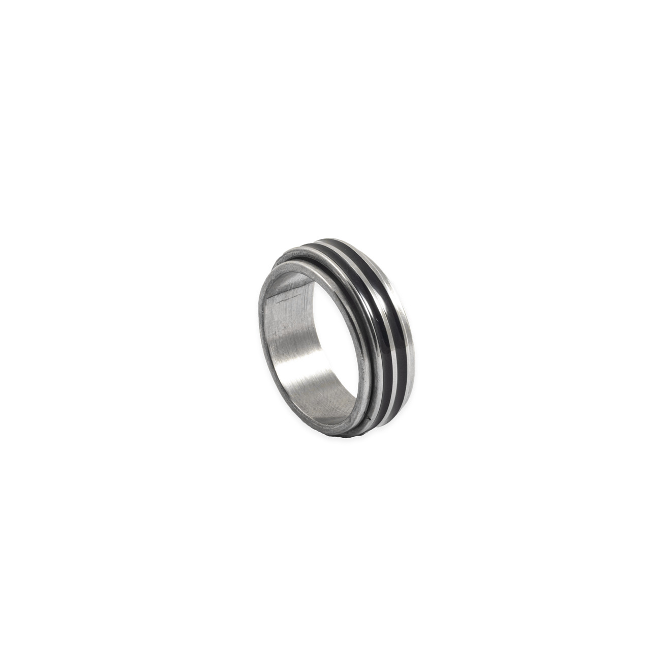 Steel ring with stripes