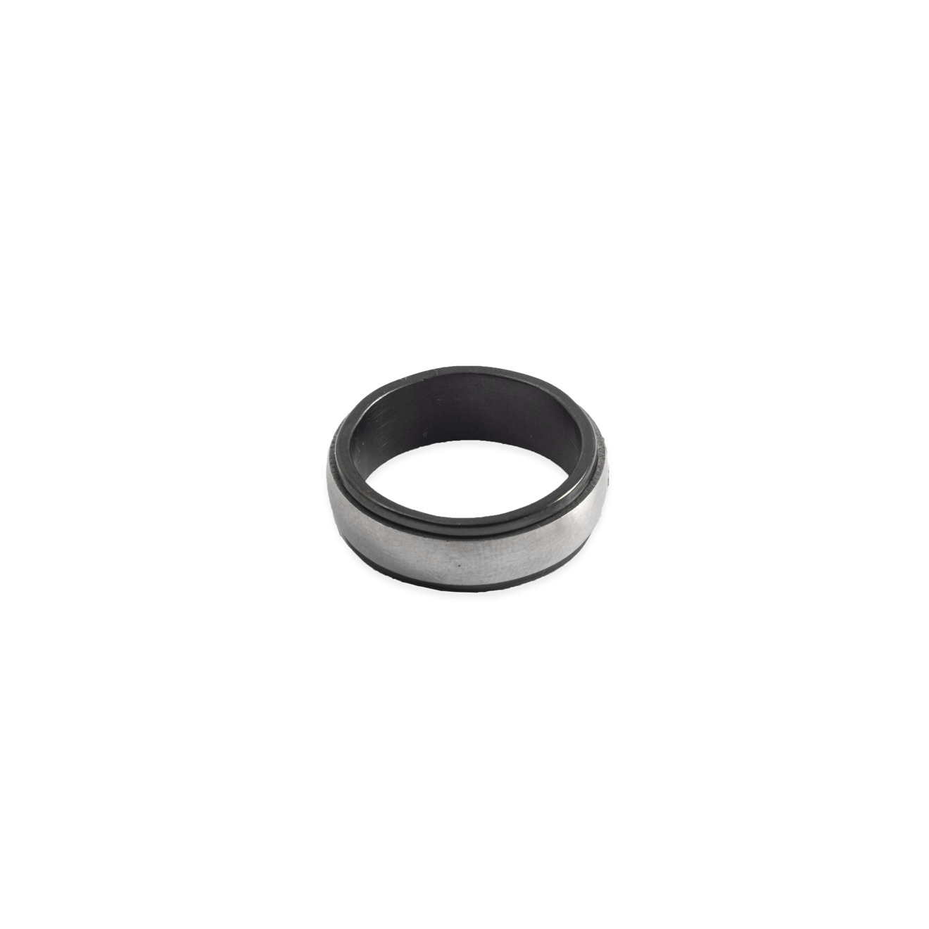 Steel ring with black stripes