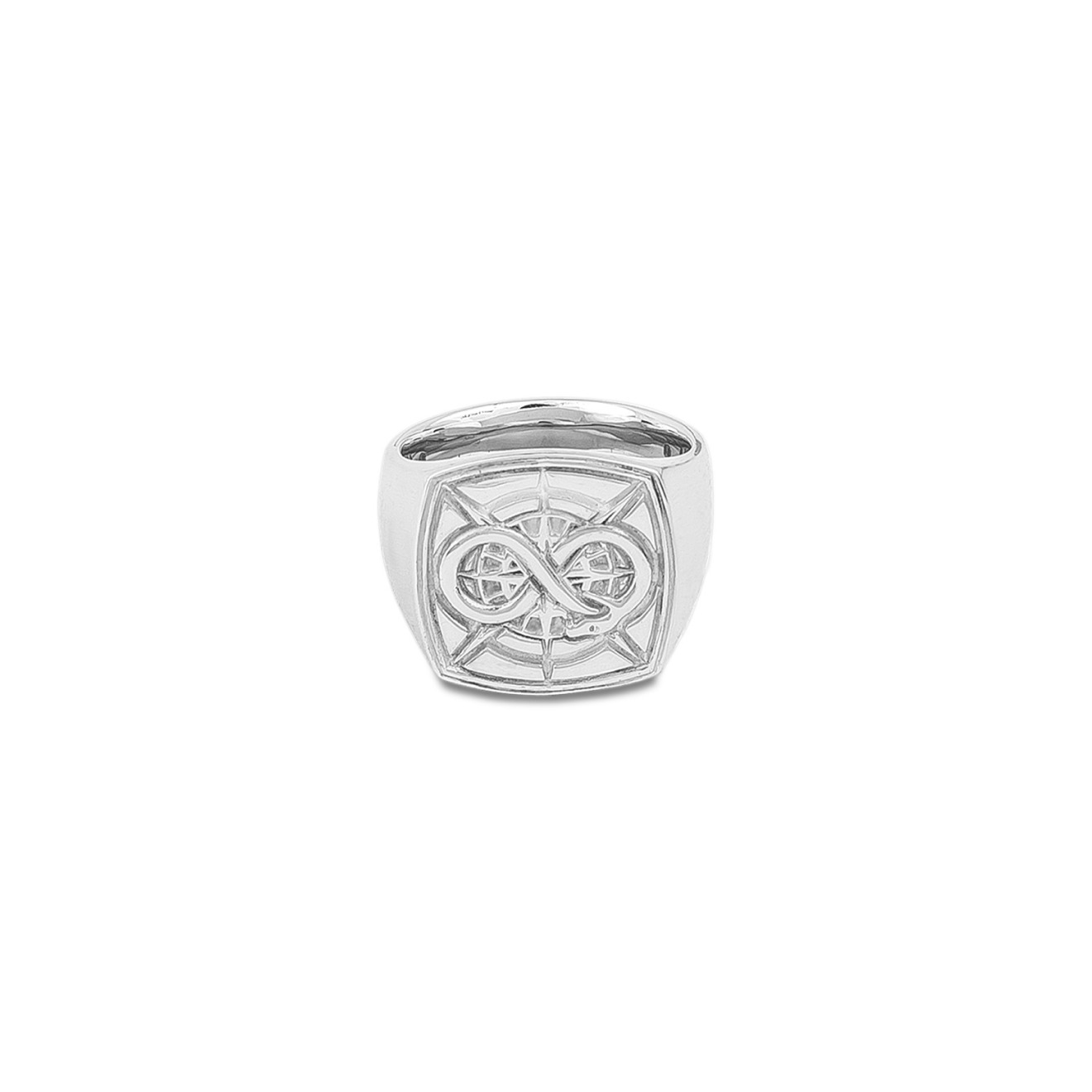 Silver signet ring with Ouroboros