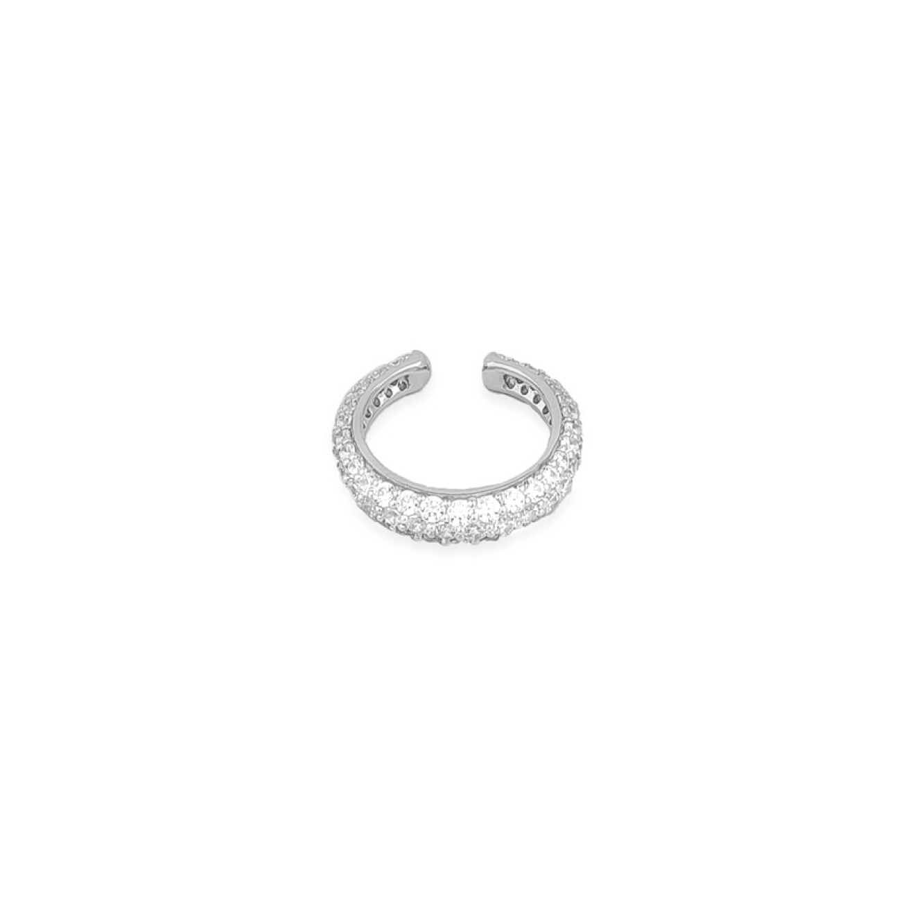 Thin cuff made of silver with cubic zirconia