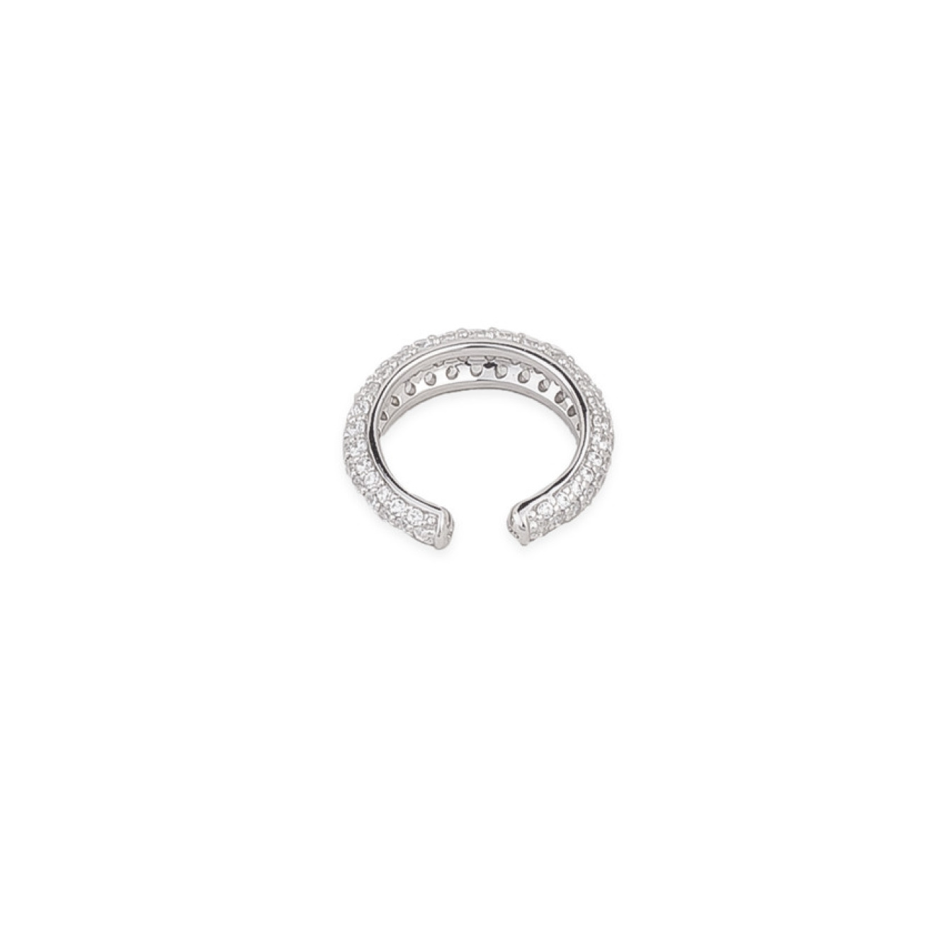 Thin cuff made of silver with cubic zirconia