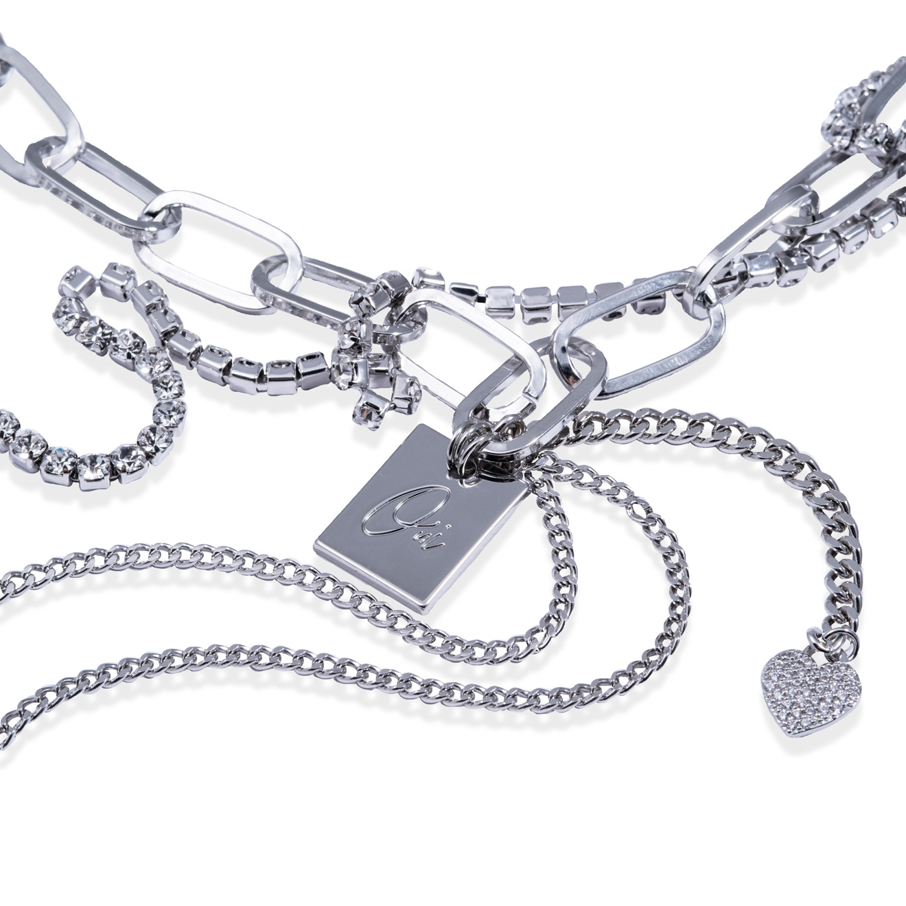 necklace-chain with crystals and pendants