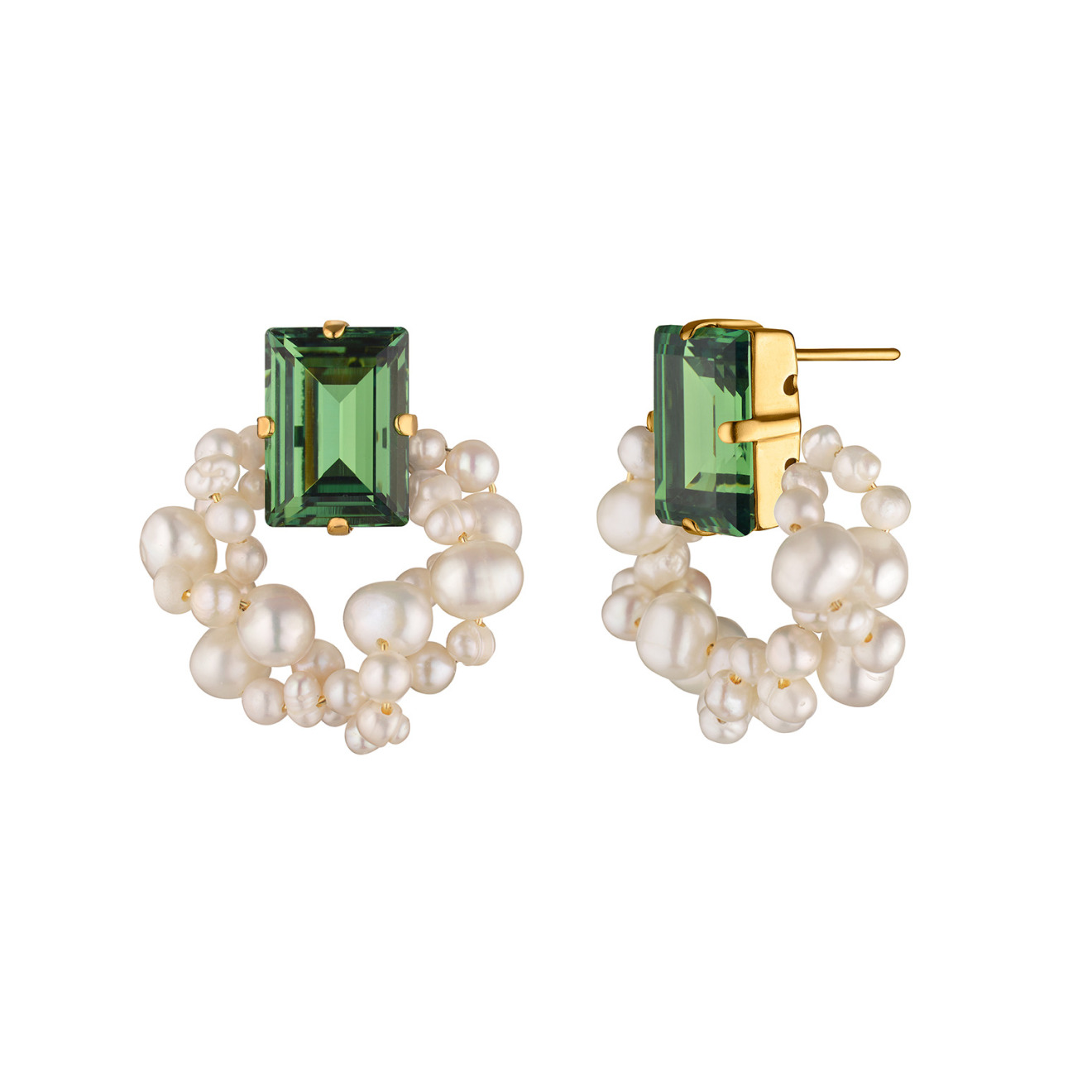 Phenomenal Studio Позолоченные серьги с кристаллами и жемчугом Step Cut Pearl Erinite phenomenal studio серьги с жемчугом aqumarine earrings