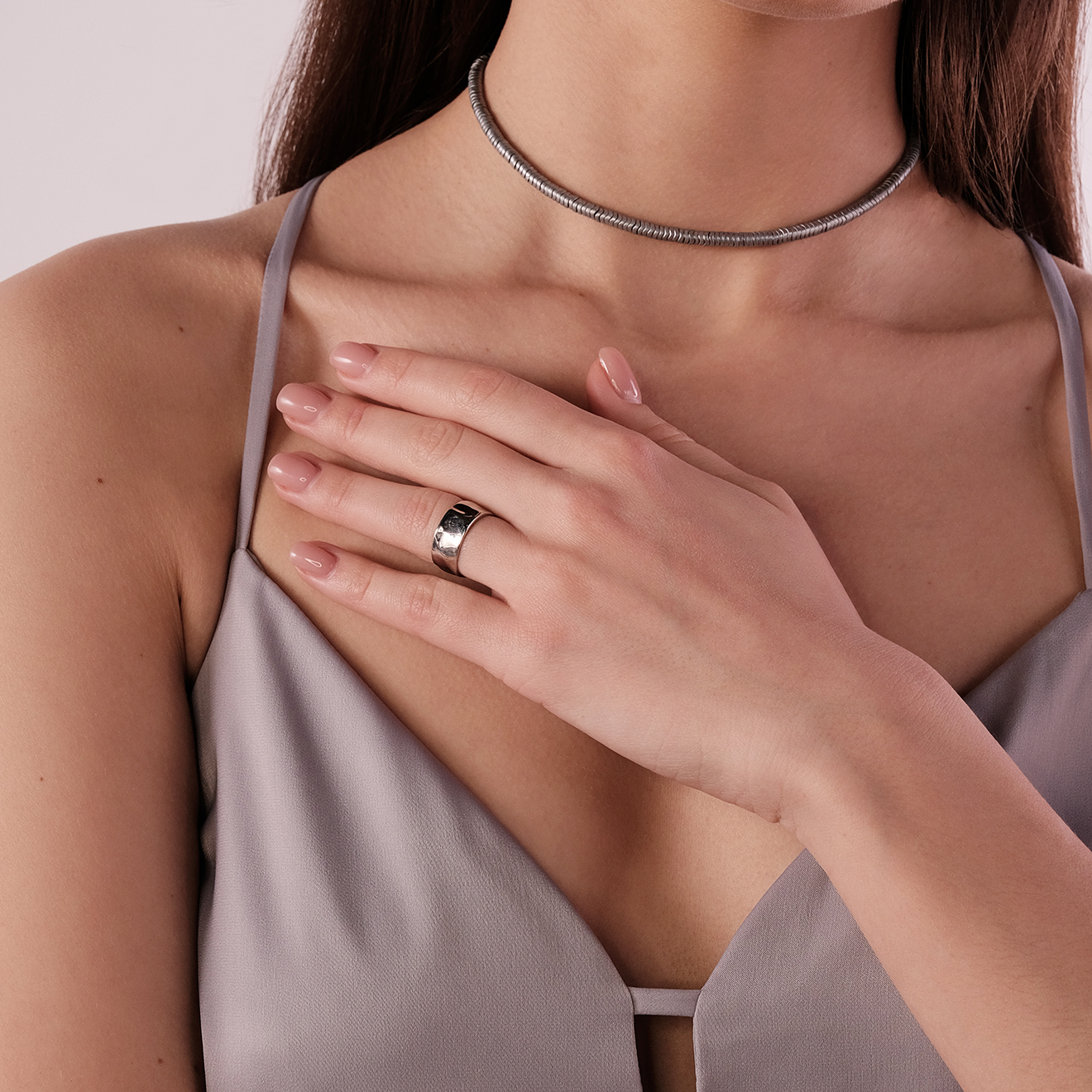 Crumpled ANNA silver ring