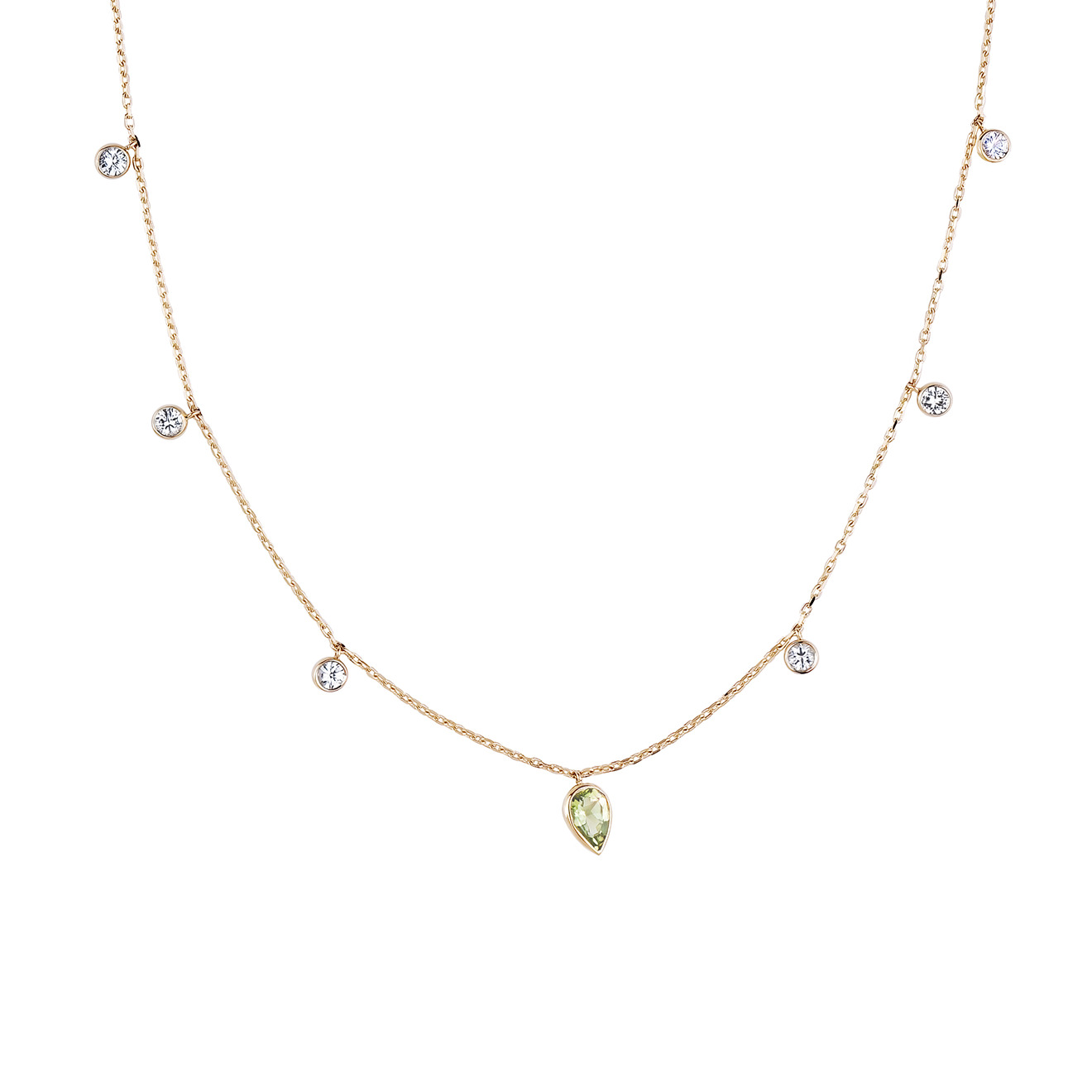 Колье из золота с перидотом и лейкосапфирами Vrindavan Peridote