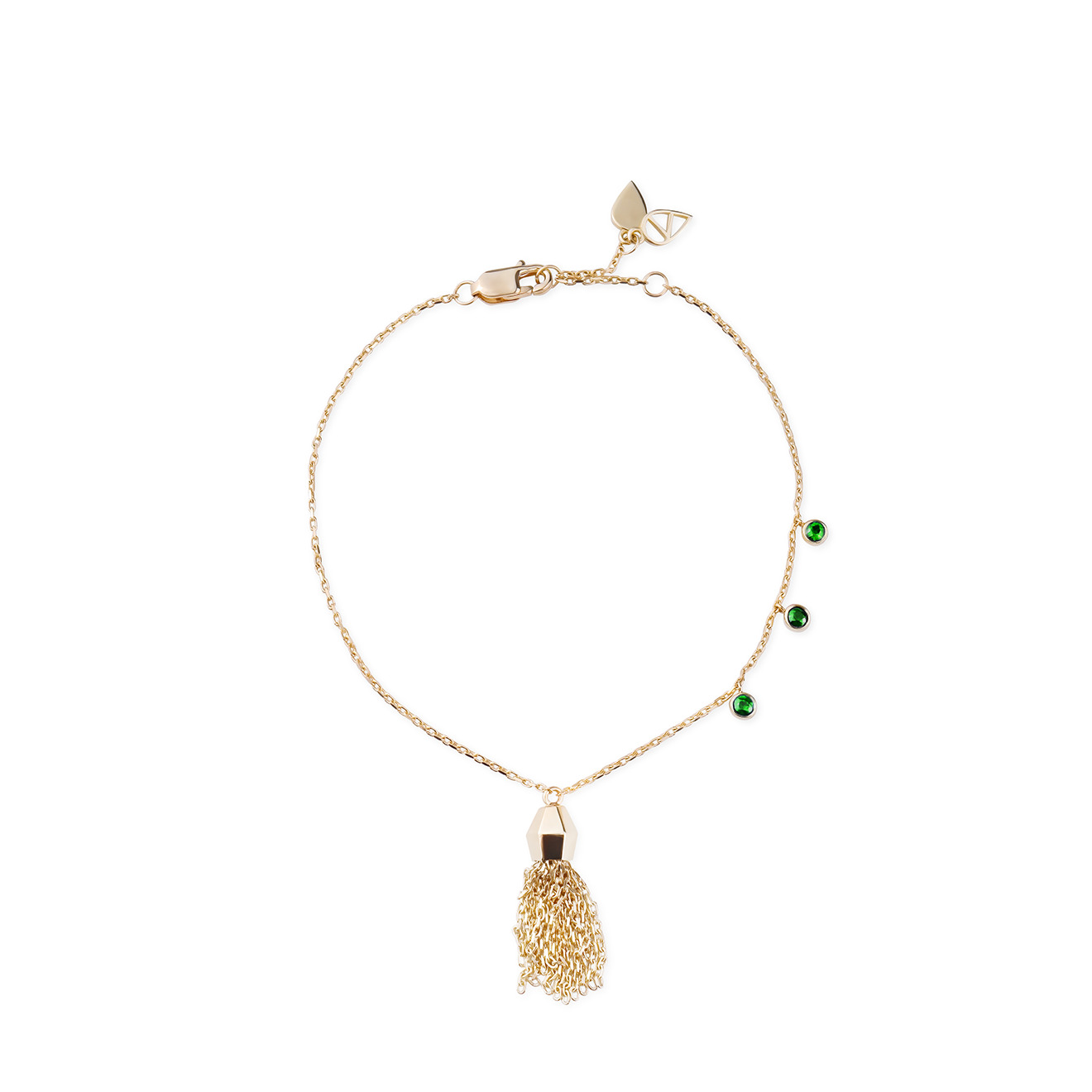 Браслет из золота с изумрудами и подвеской-кистью Tasselly emeralds