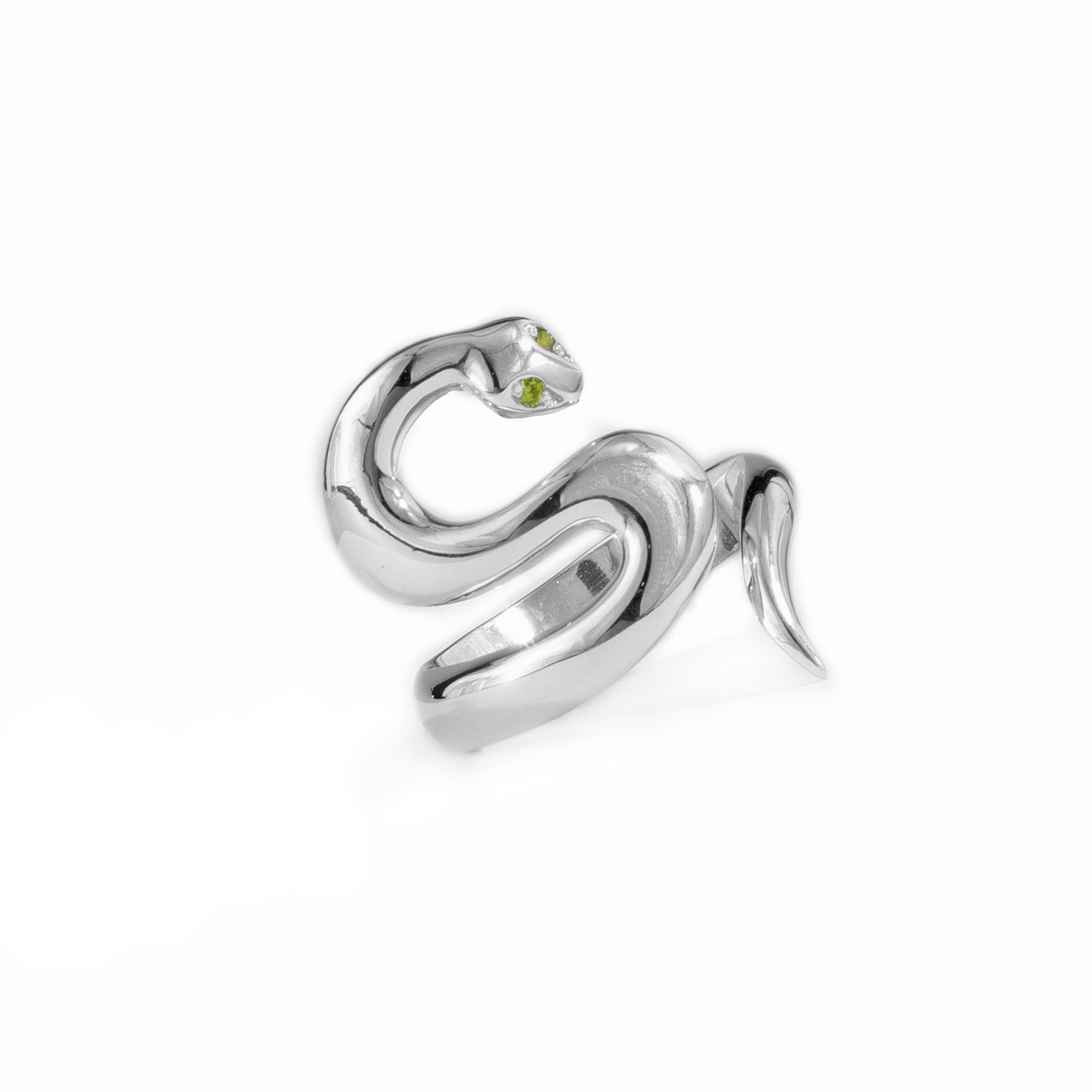 Silver slide ring with demantoid