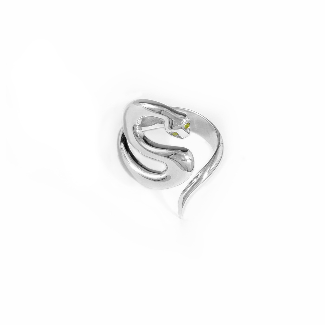 Silver slide ring with demantoid
