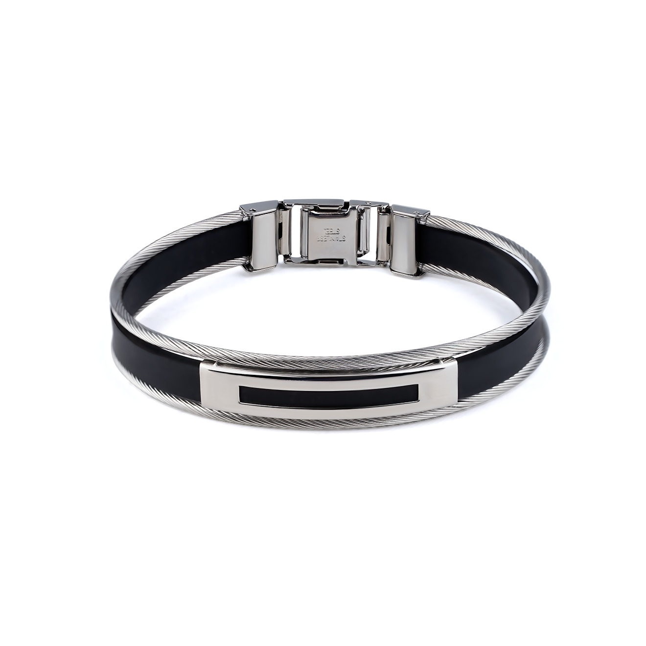 Black bracelet with steel cables