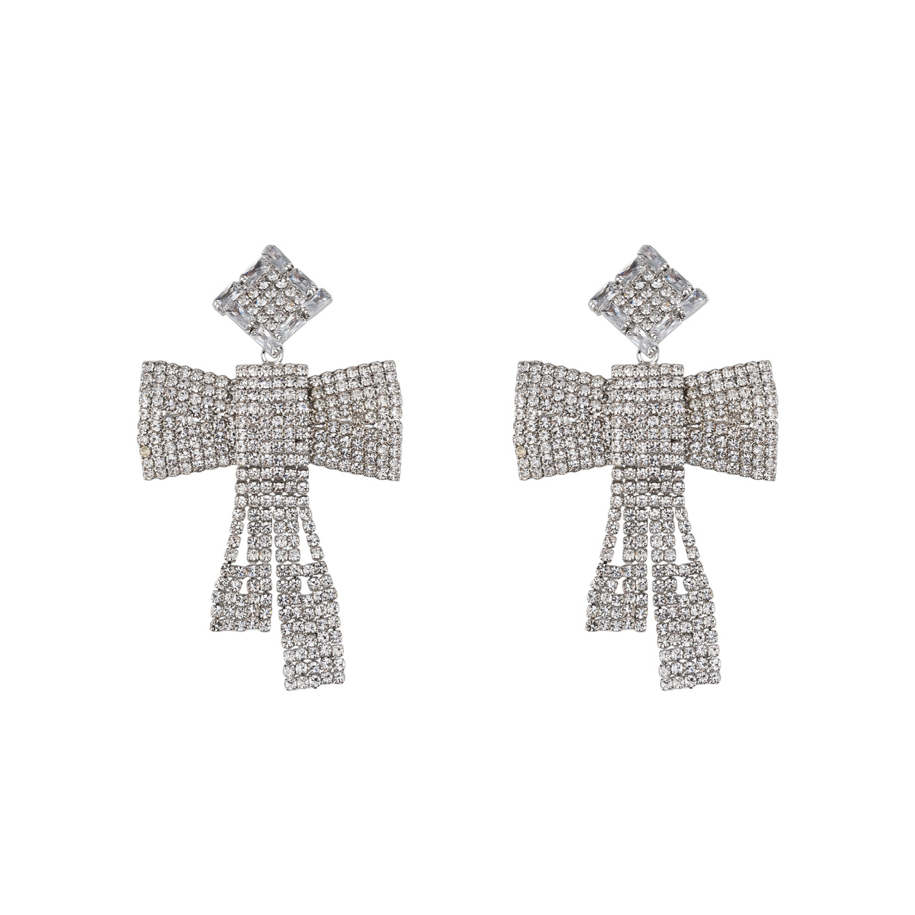 bow earrings with crystals