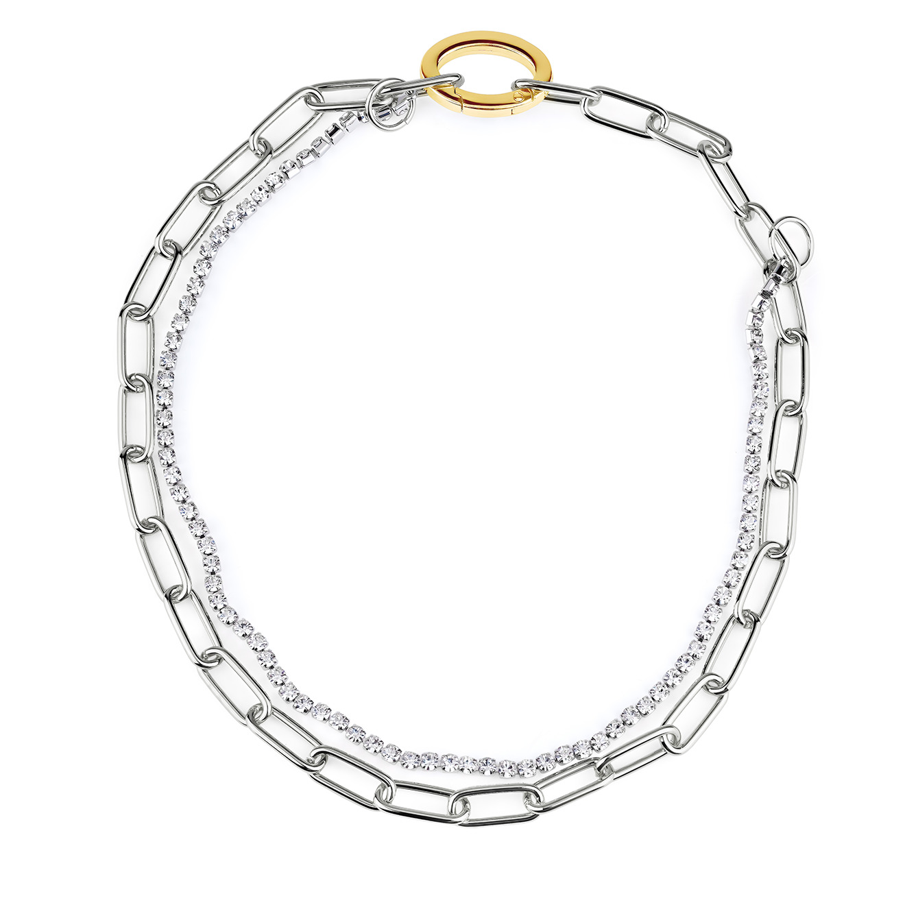 necklace-chain with crystals and golden oval