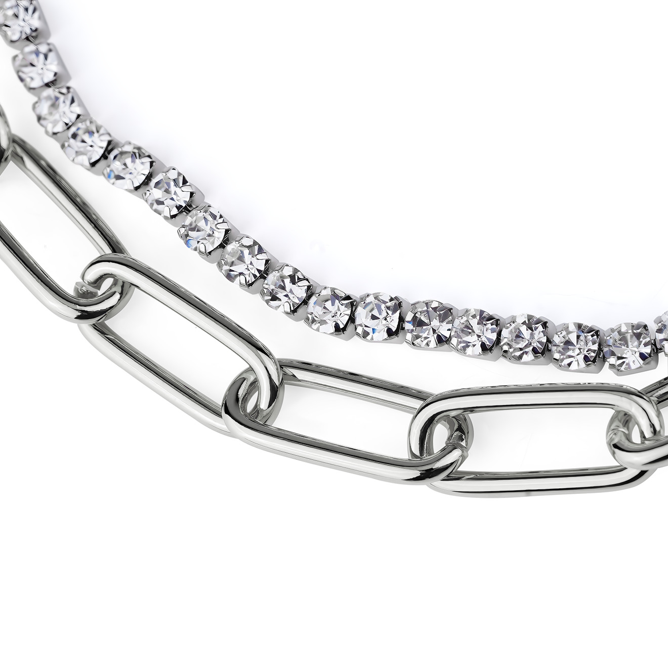 necklace-chain with crystals and golden oval