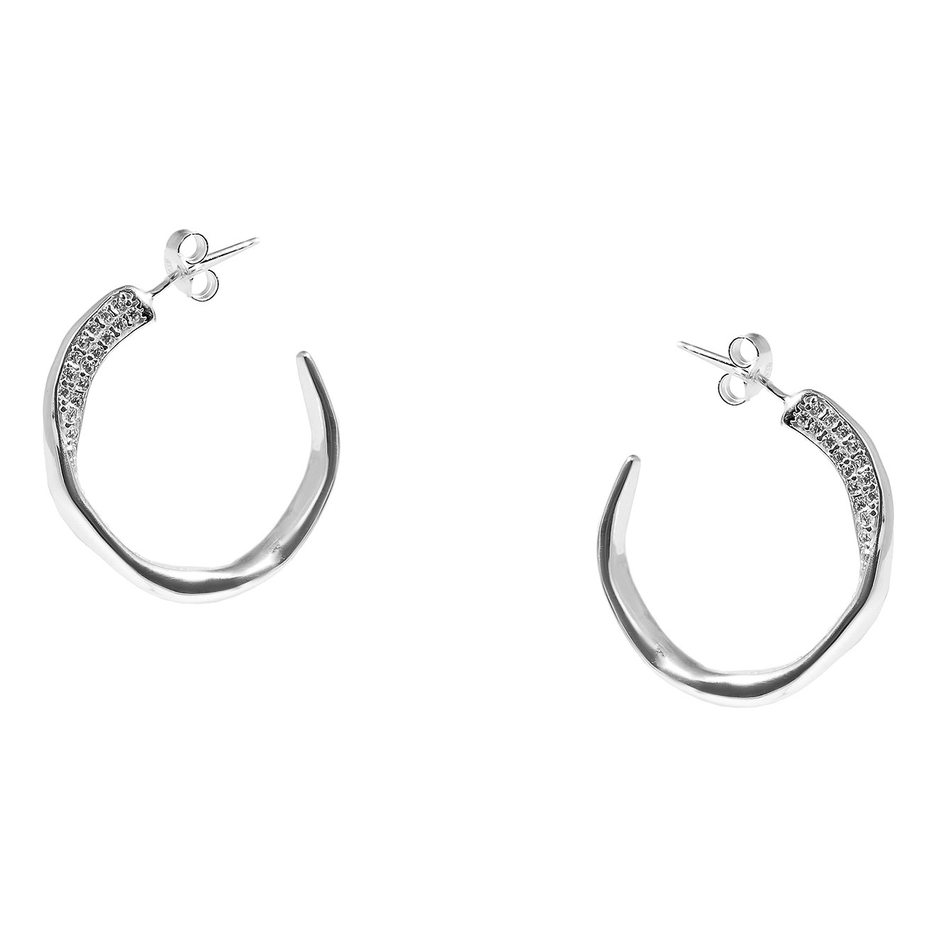 Серьги-кольца из серебра с цирконием