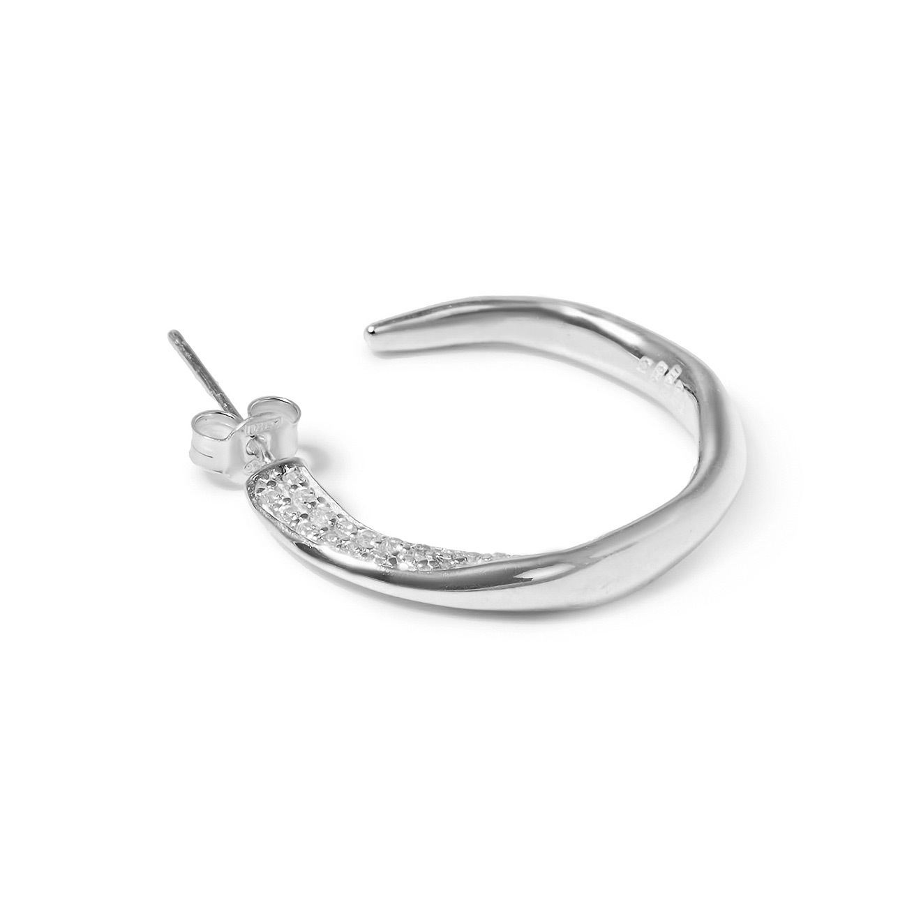Серьги-кольца из серебра с цирконием