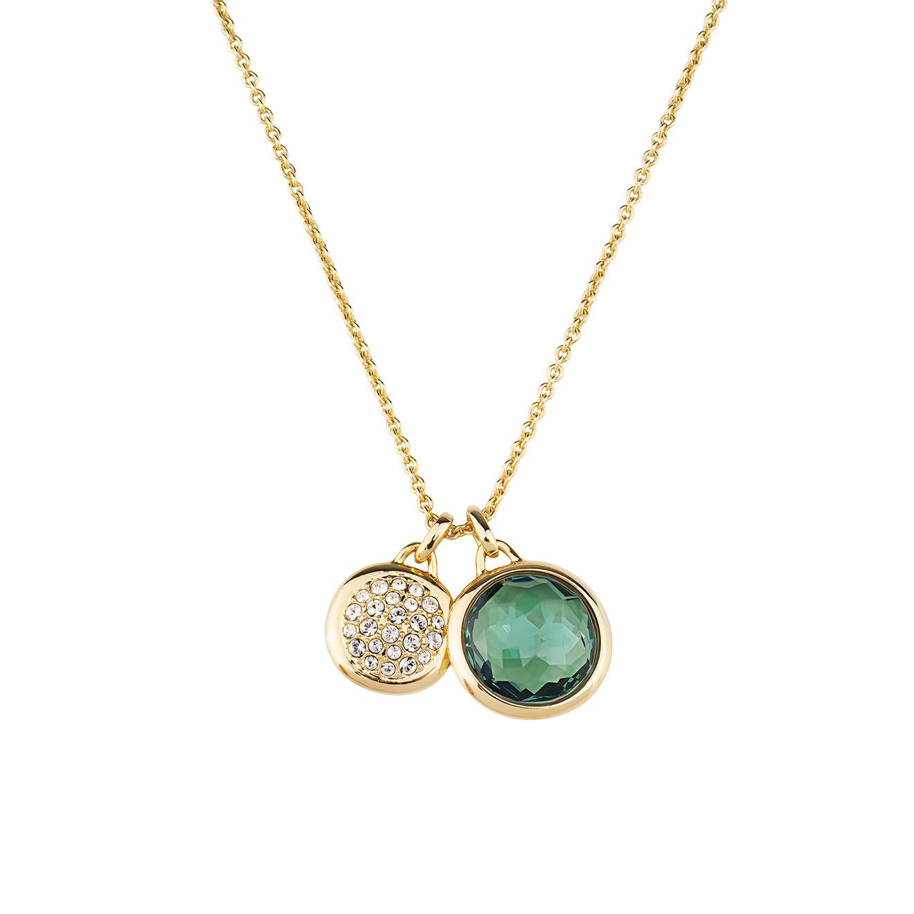 Set of gold-plated earrings and necklace with crystals