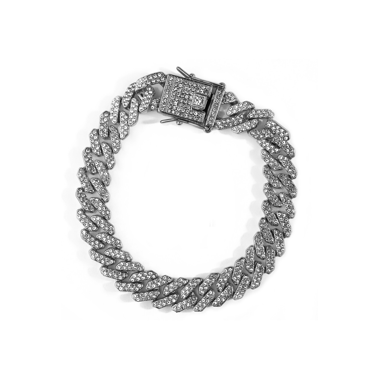Silver chain bracelet with crystals