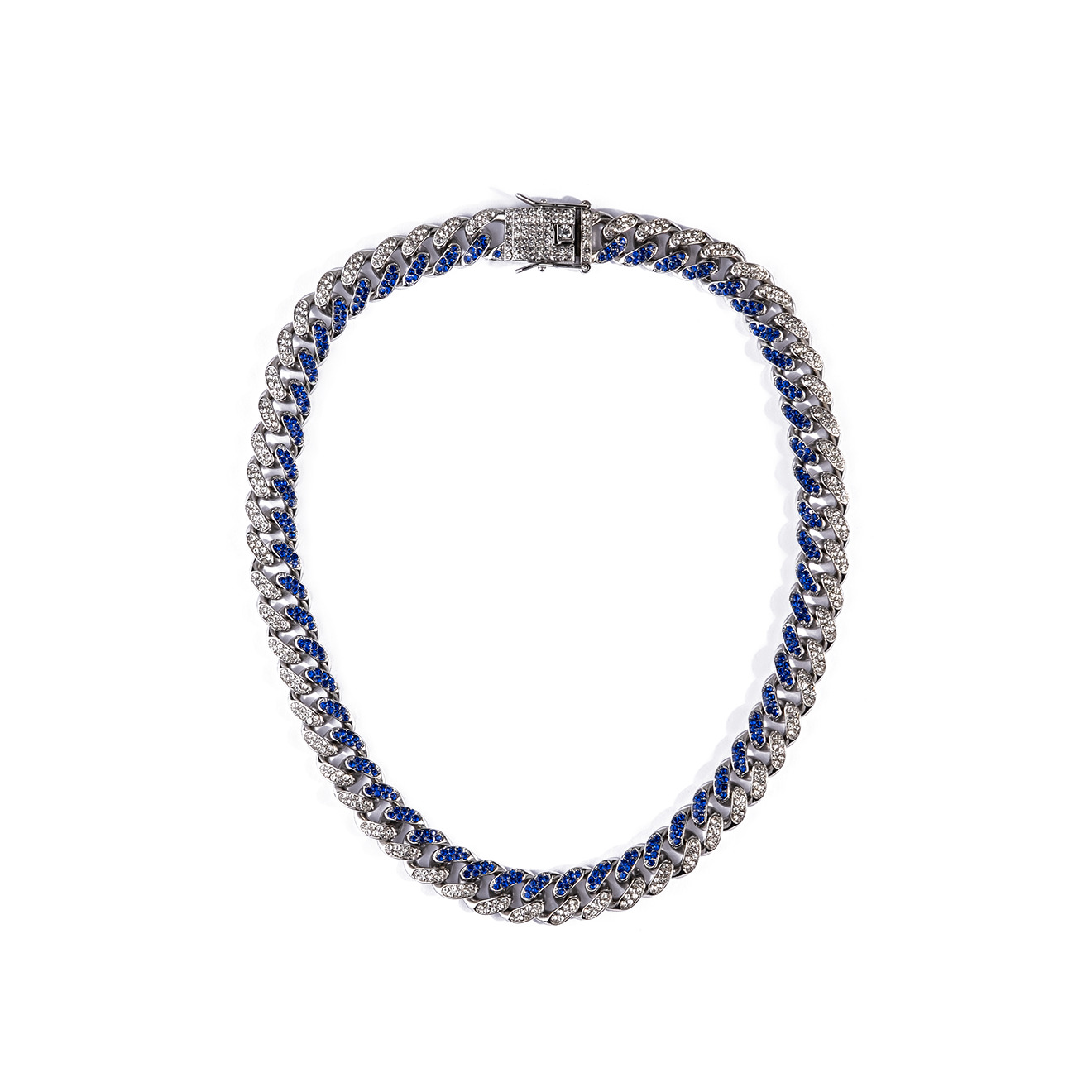 chain necklace with blue crystals