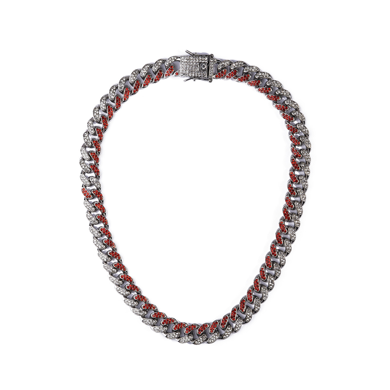 necklace-chain with red crystals