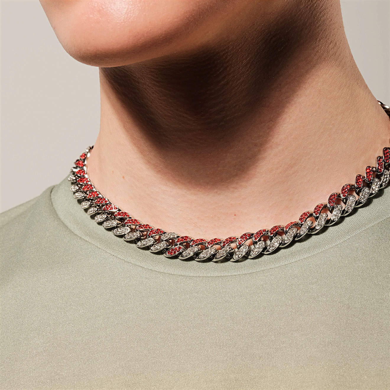necklace-chain with red crystals