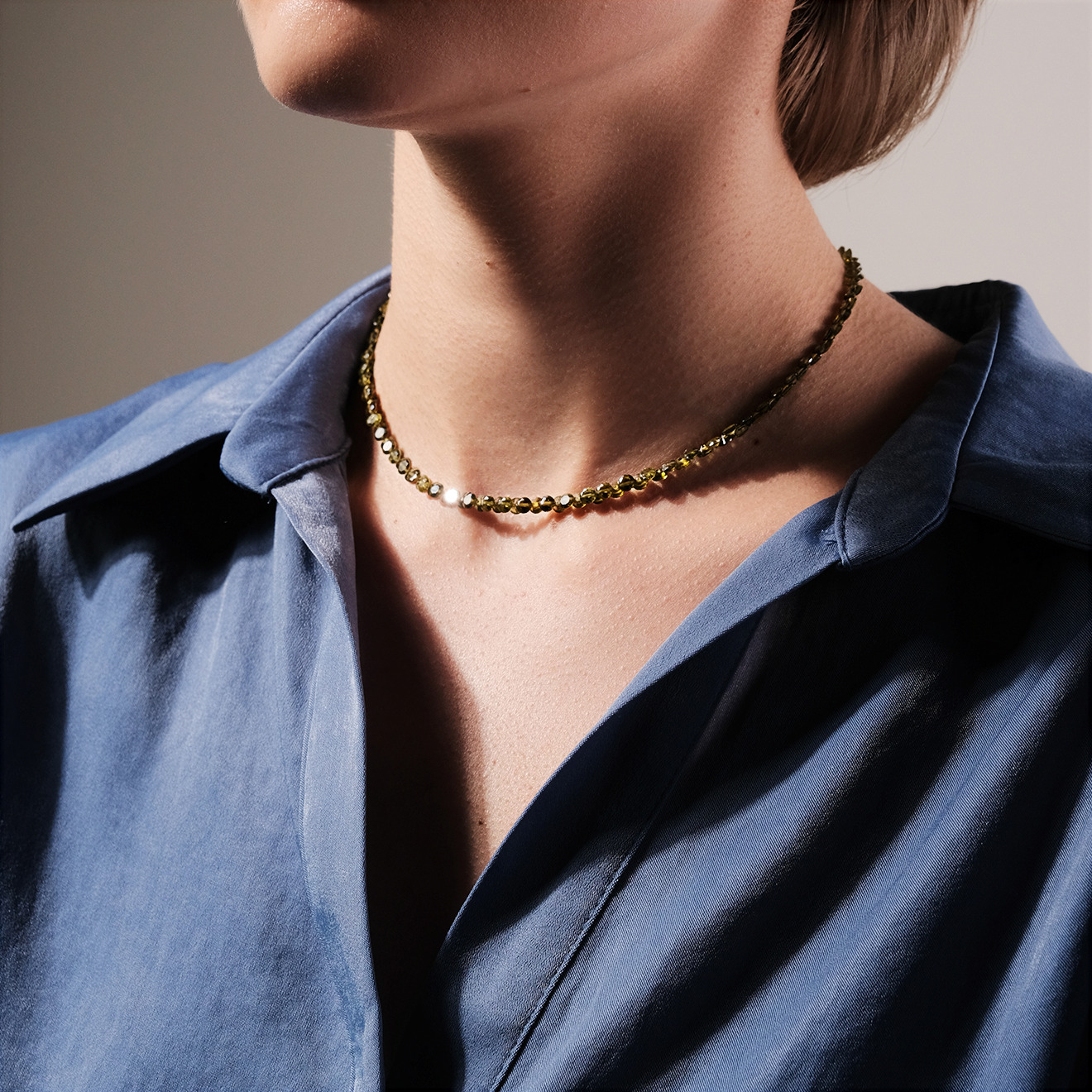Necklace with cubic zirconia GREEN FROST