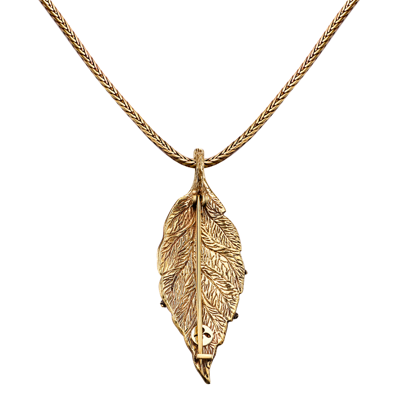 Gold-plated necklace-brooch Coccinella with cubic zirconia