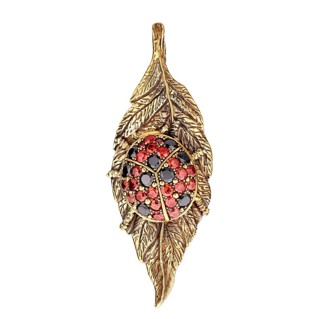 Gold-plated necklace-brooch Coccinella with cubic zirconia