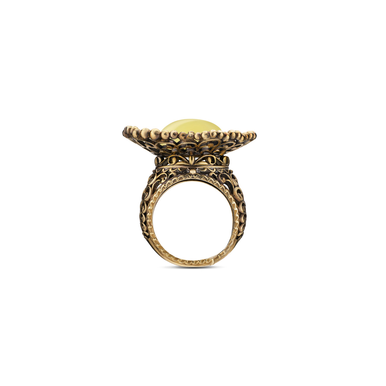 Fiore di Firenze Позолоченное кольцо Beatrice с нефритом кольцо с нефритом овал цирконы сбоку