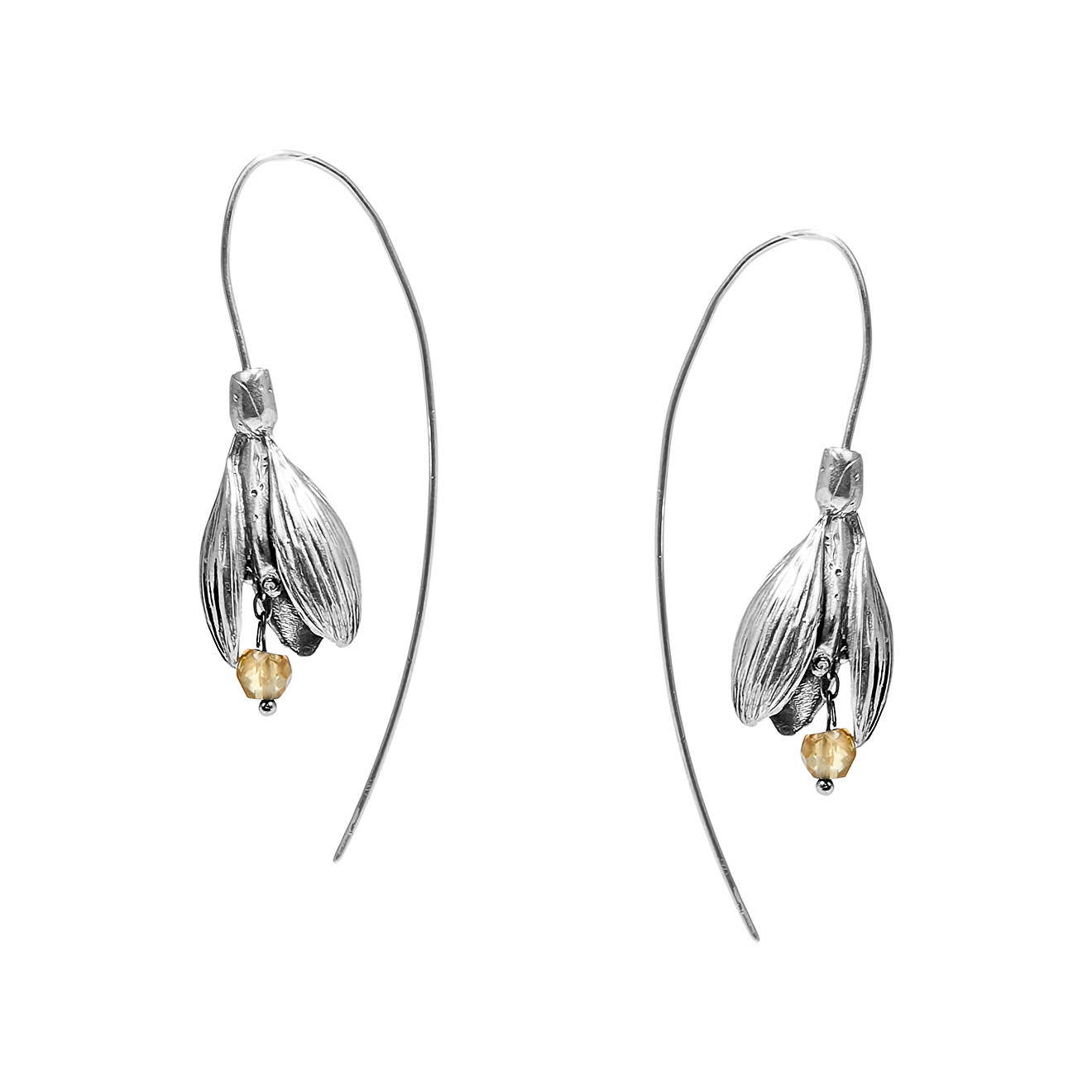 snowdrop earrings with green tourmaline