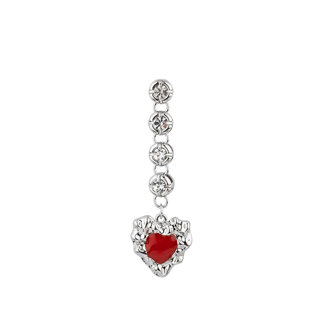 earrings with crystals with a red heart