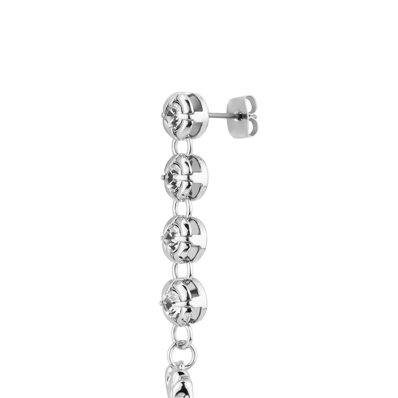 earrings with crystals with a red heart