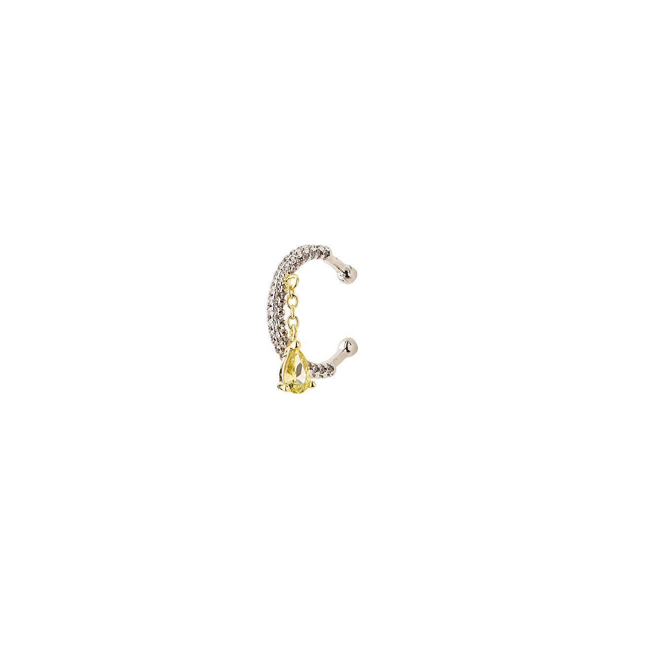 Caviar Jewellery Кафф маленький с лимонным фианитом цена и фото