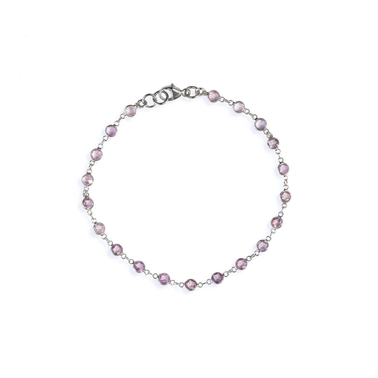 White gold bracelet with pink sapphires