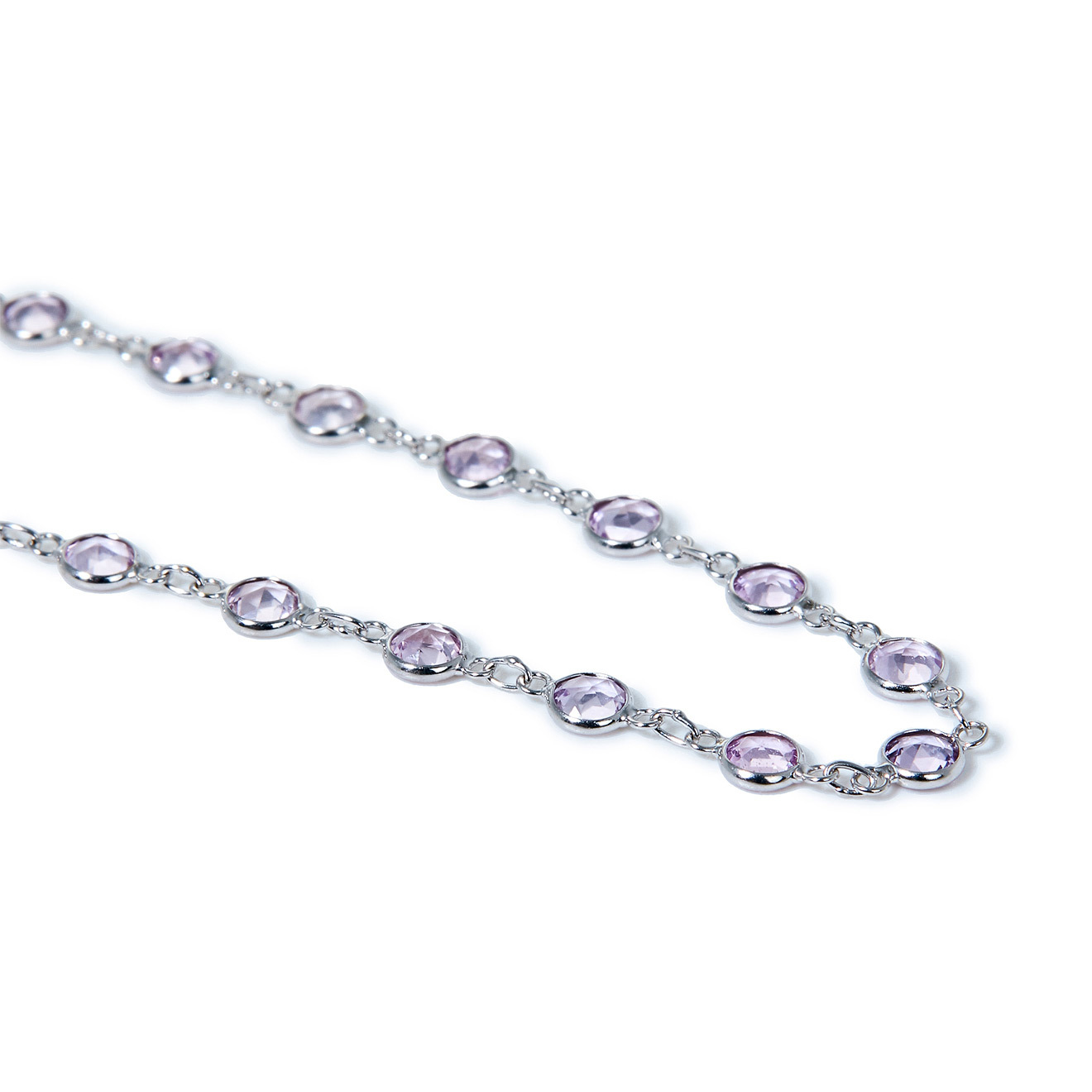 White gold bracelet with pink sapphires
