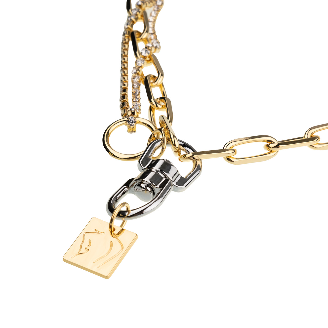 necklace-chain with crystals and carabiner