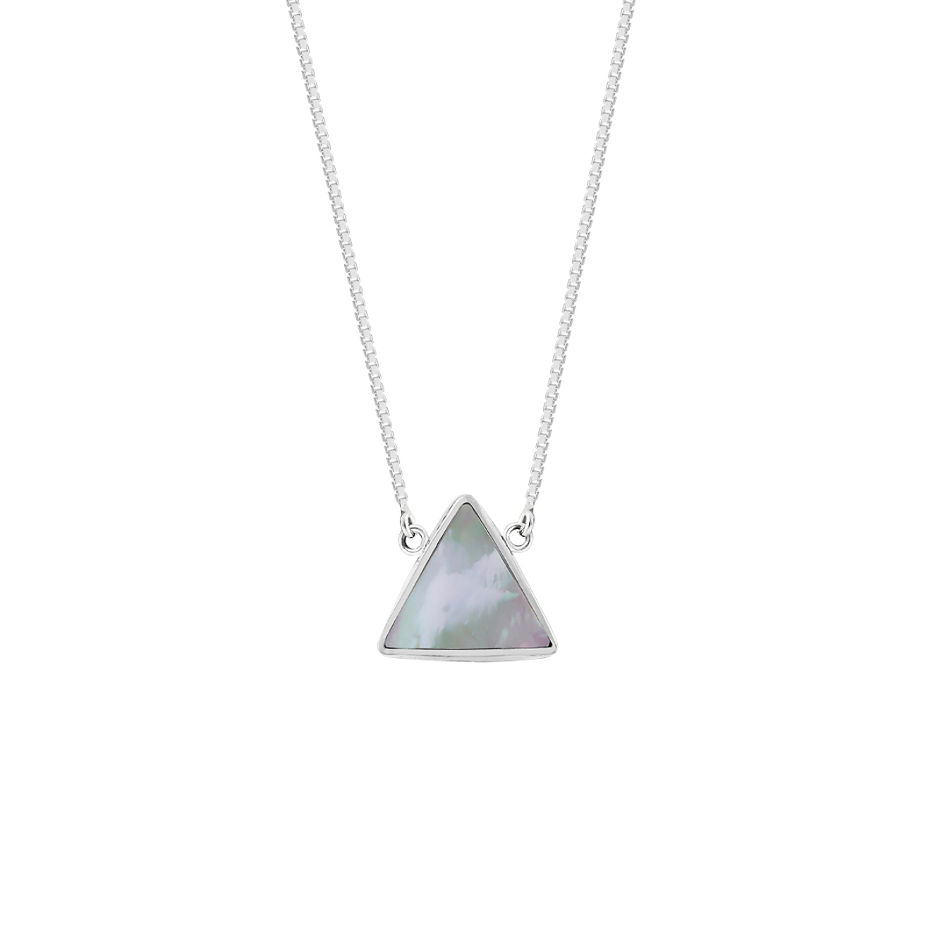 Wishes Come True Колье-треугольник из серебра со светлым плоским перламутром