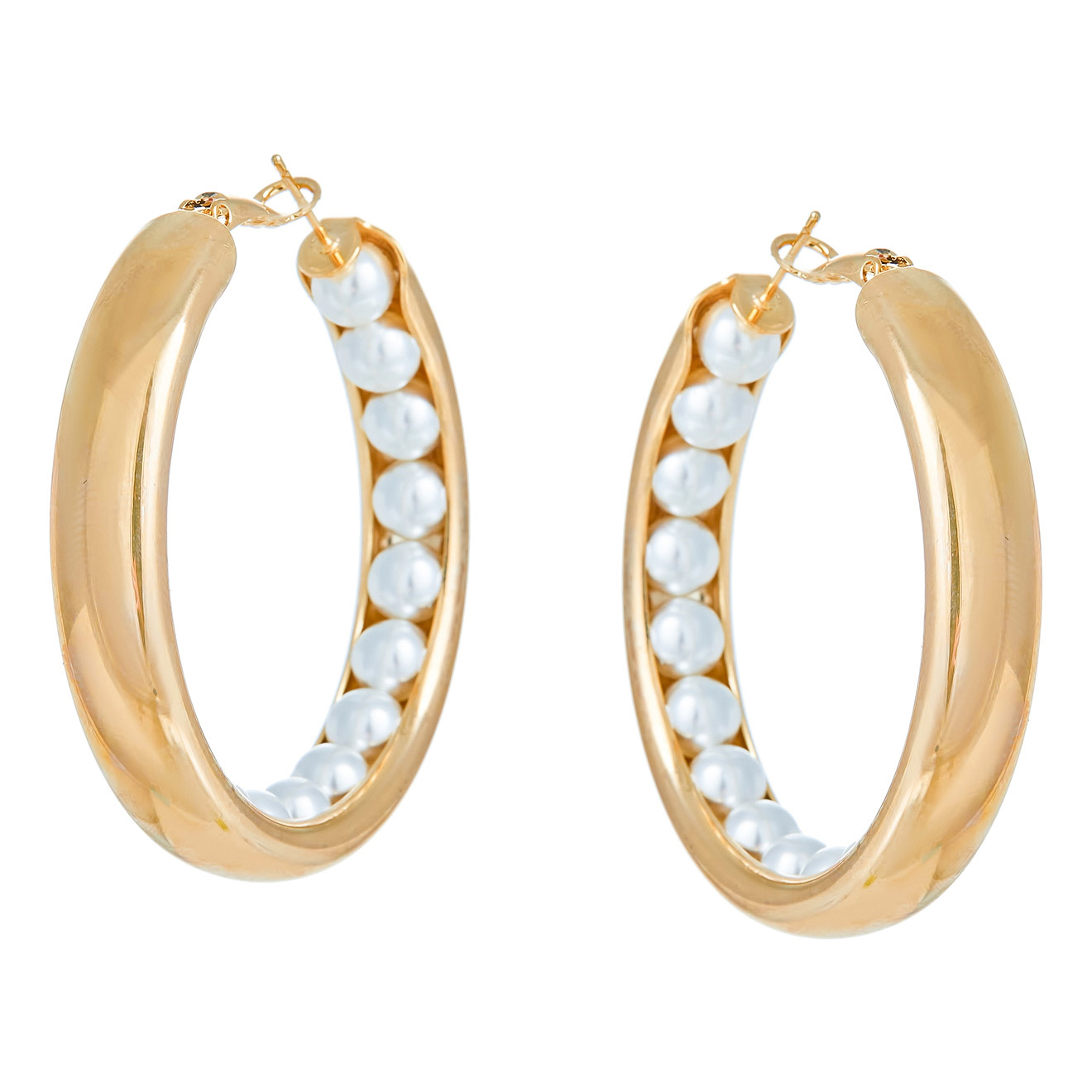 hoop earrings with pearls inside