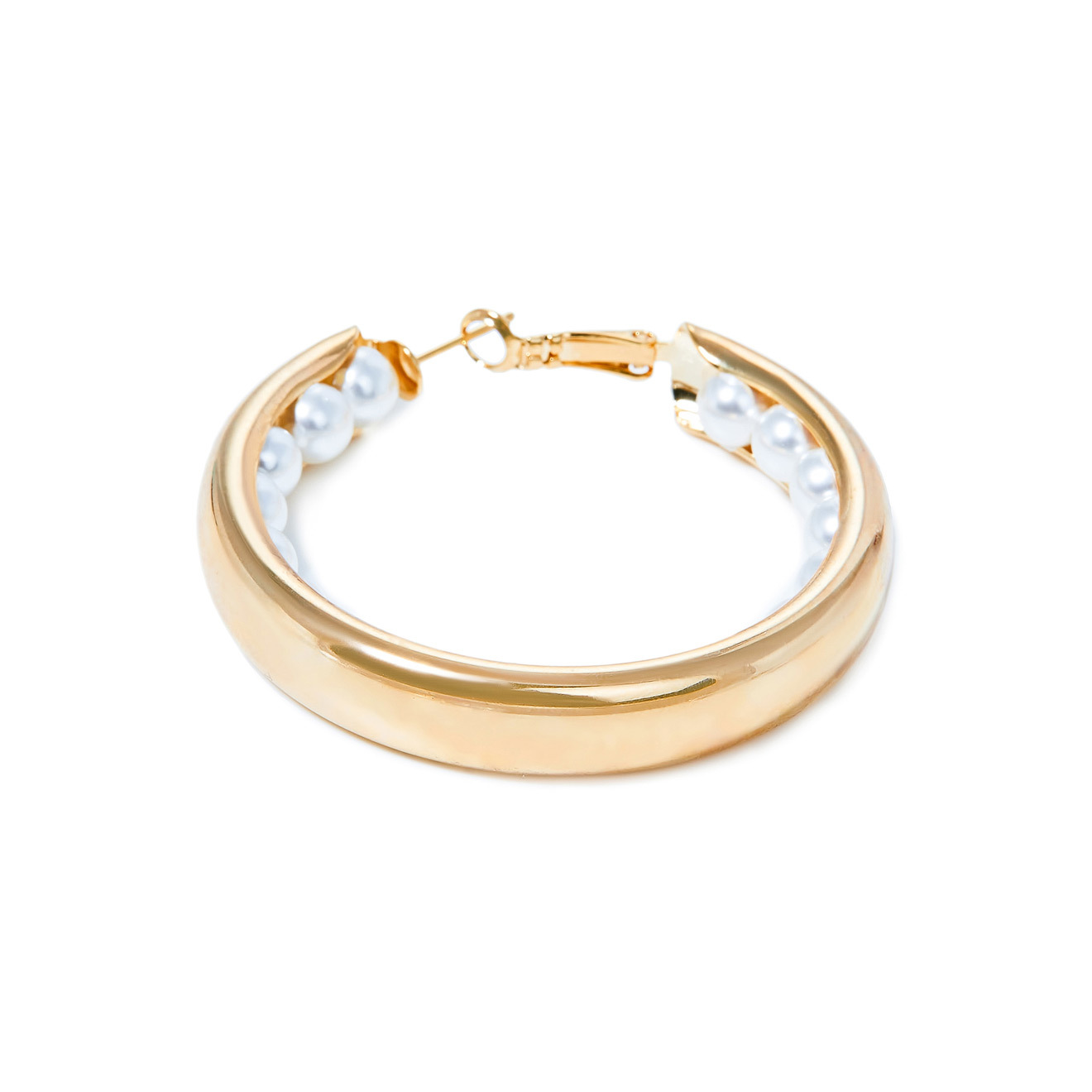hoop earrings with pearls inside