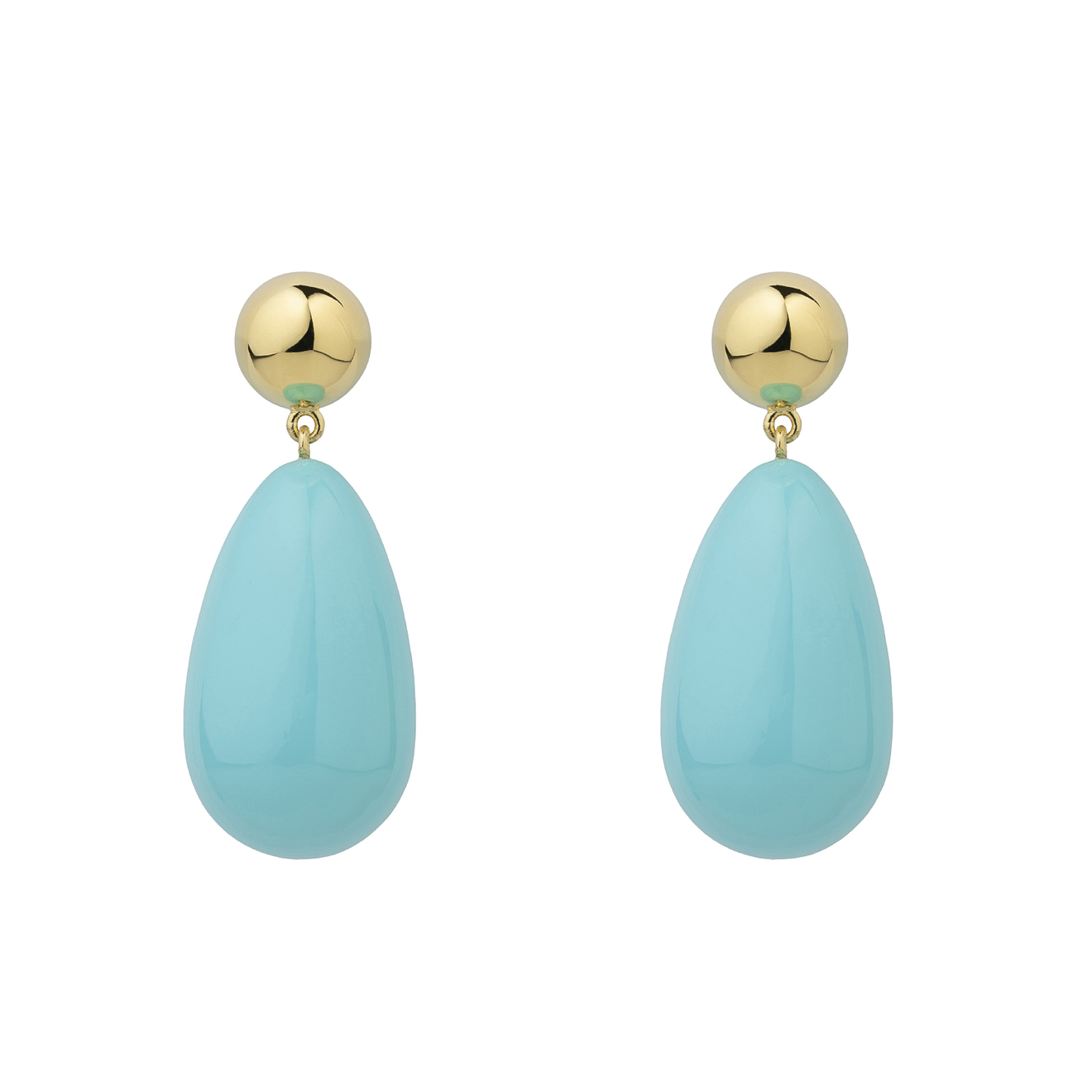 Gold-plated silver earrings with blue enamel