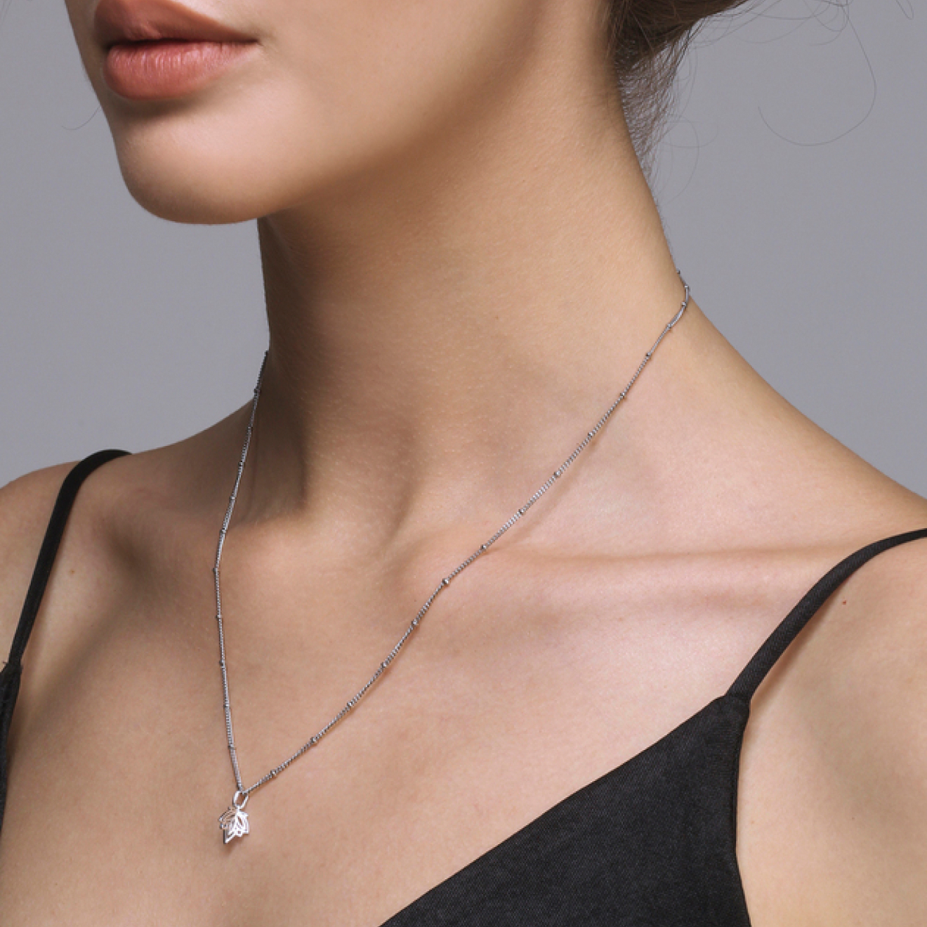 Necklace made of silver "Triple Lotus"