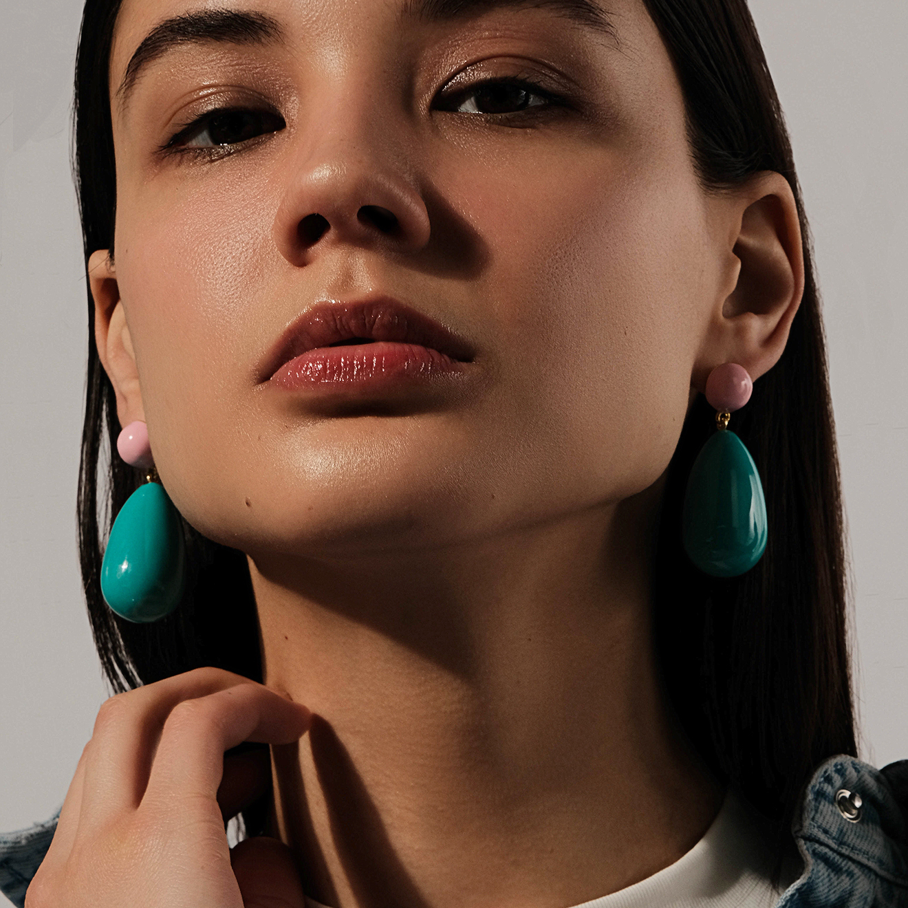 Gold-plated silver earrings with colored enamel