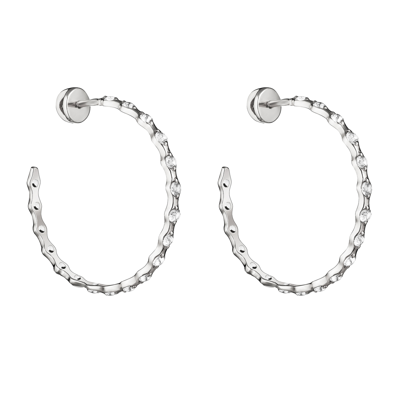 Silver ring earrings with white topaz