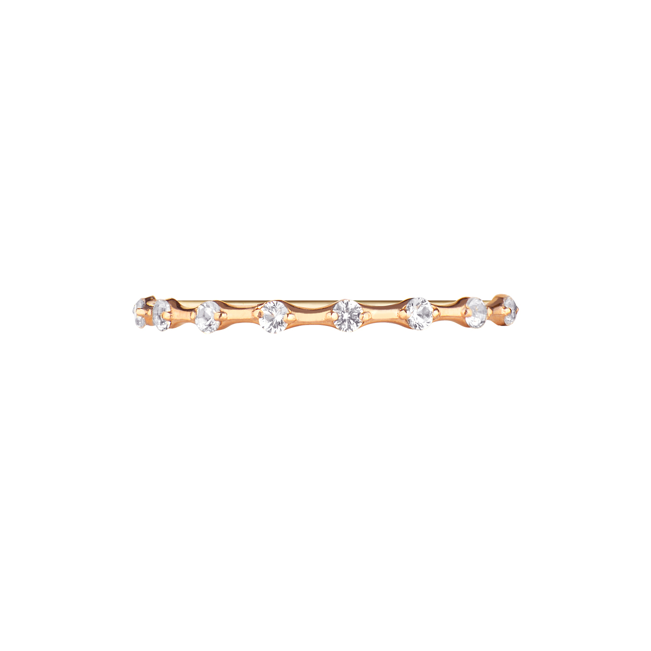 Ring with white topaz in silver with pink gilding