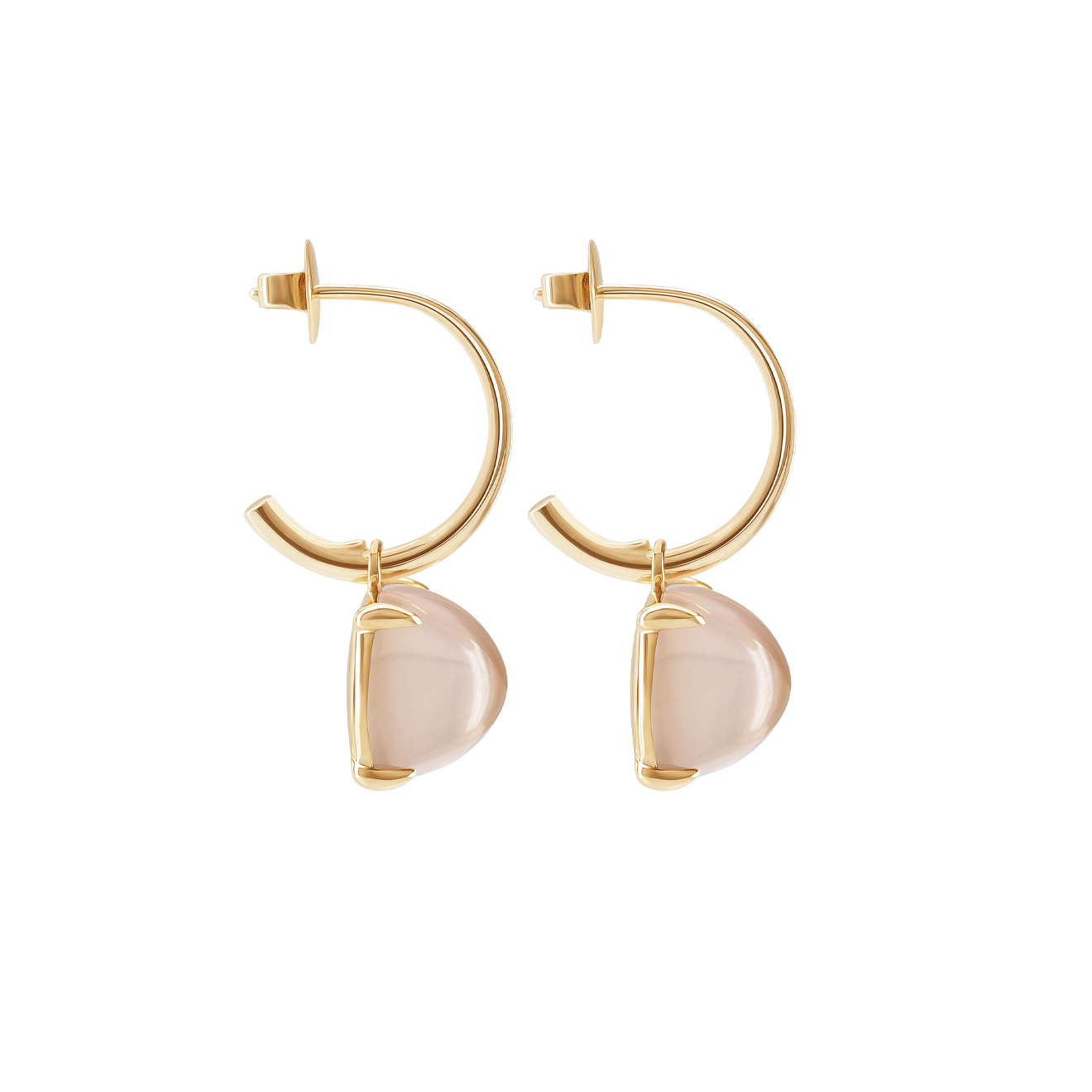 Kisses Maxi Gold Earrings with Rose Quartz