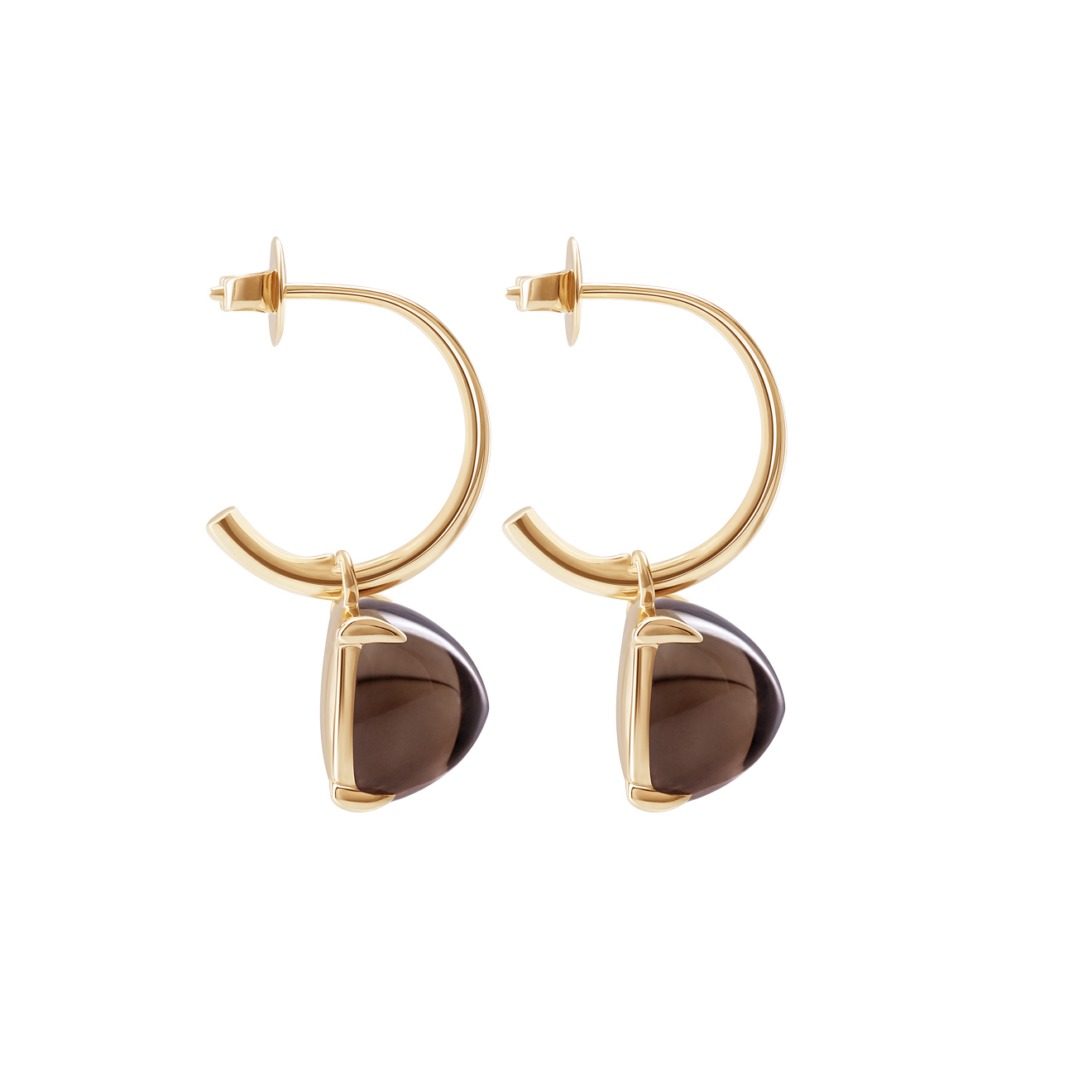 Kisses Maxi Gold Earrings with Smoky Quartz