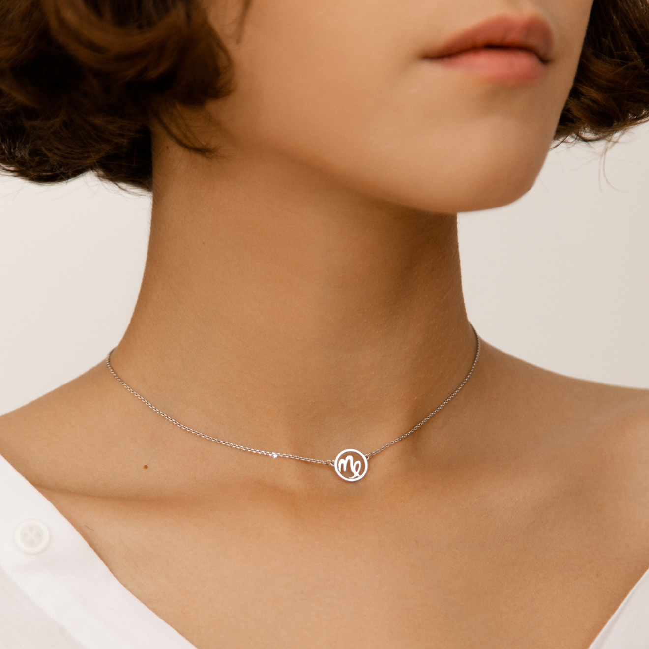 Колье из серебра знак зодиака "Дева"