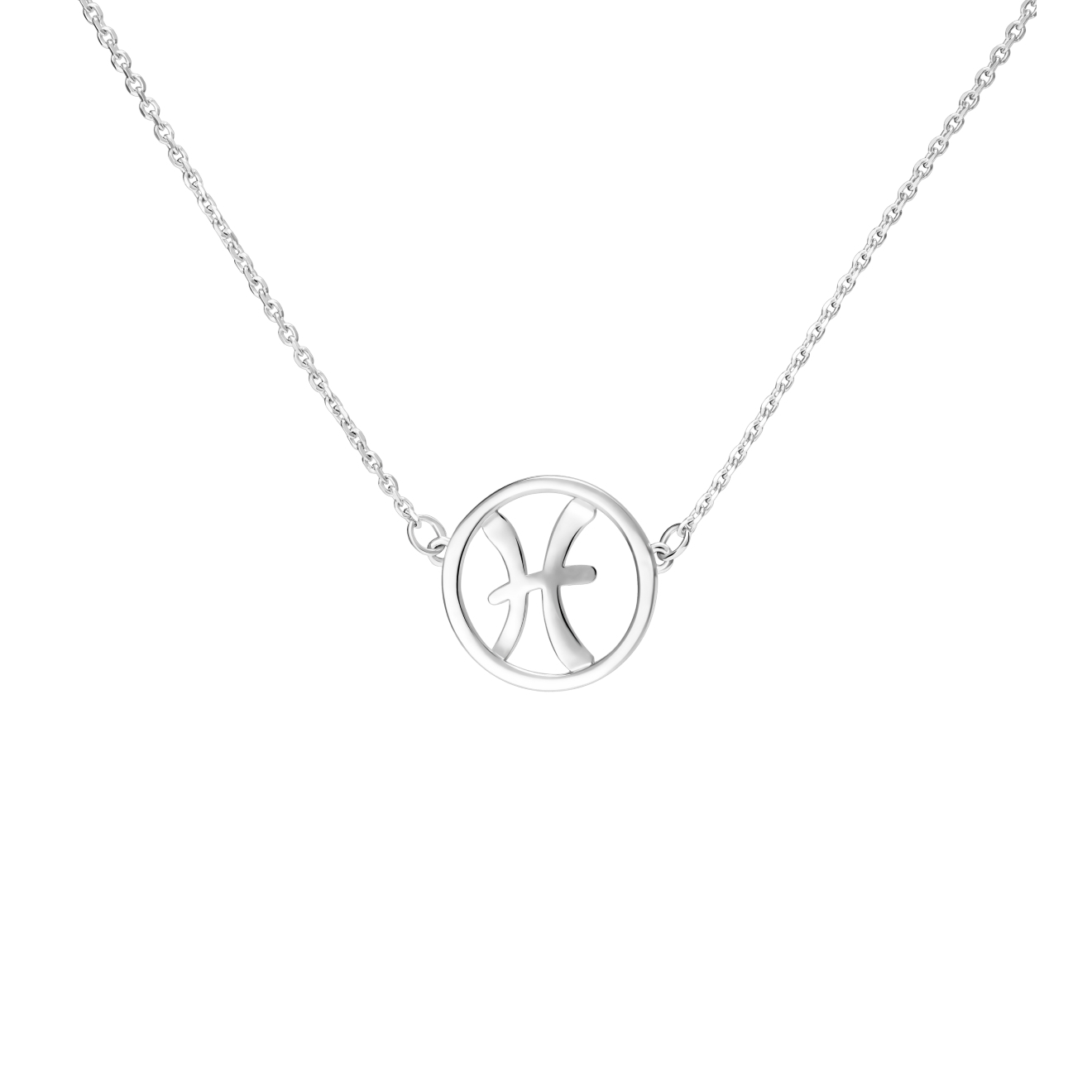 Колье из серебра знак зодиака "Рыбы"