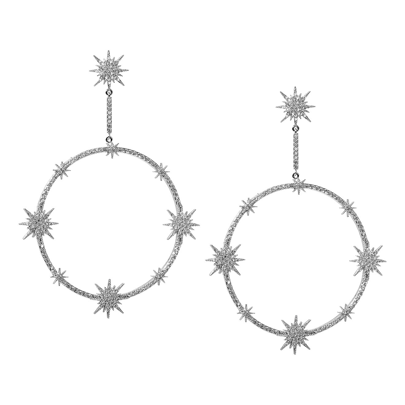 ring earrings with stars and crystals