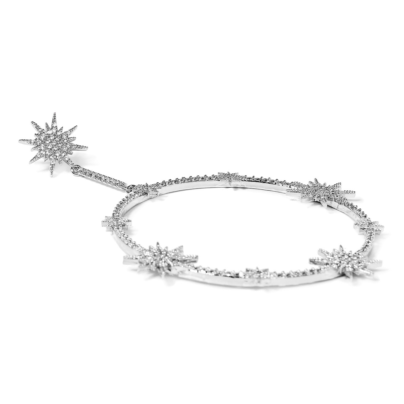 ring earrings with stars and crystals