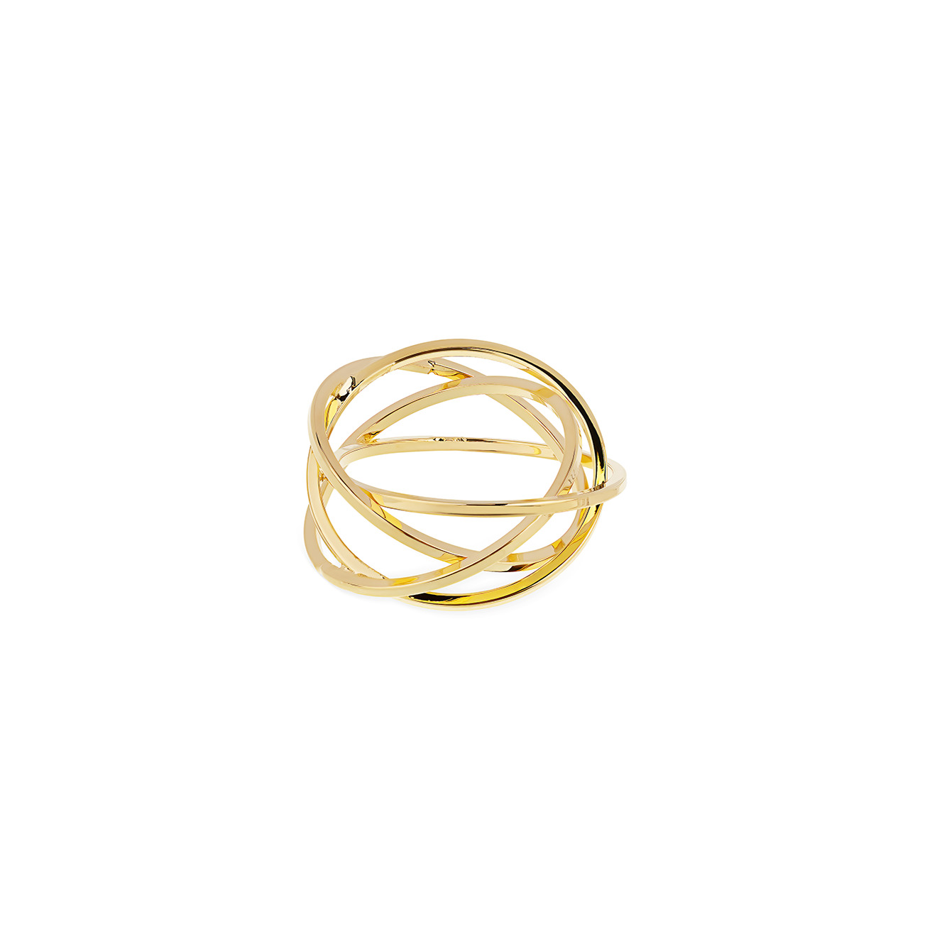 Aqua Золотистое кольцо с пересечениями aqua золотистое незамкнутое кольцо с сердцем